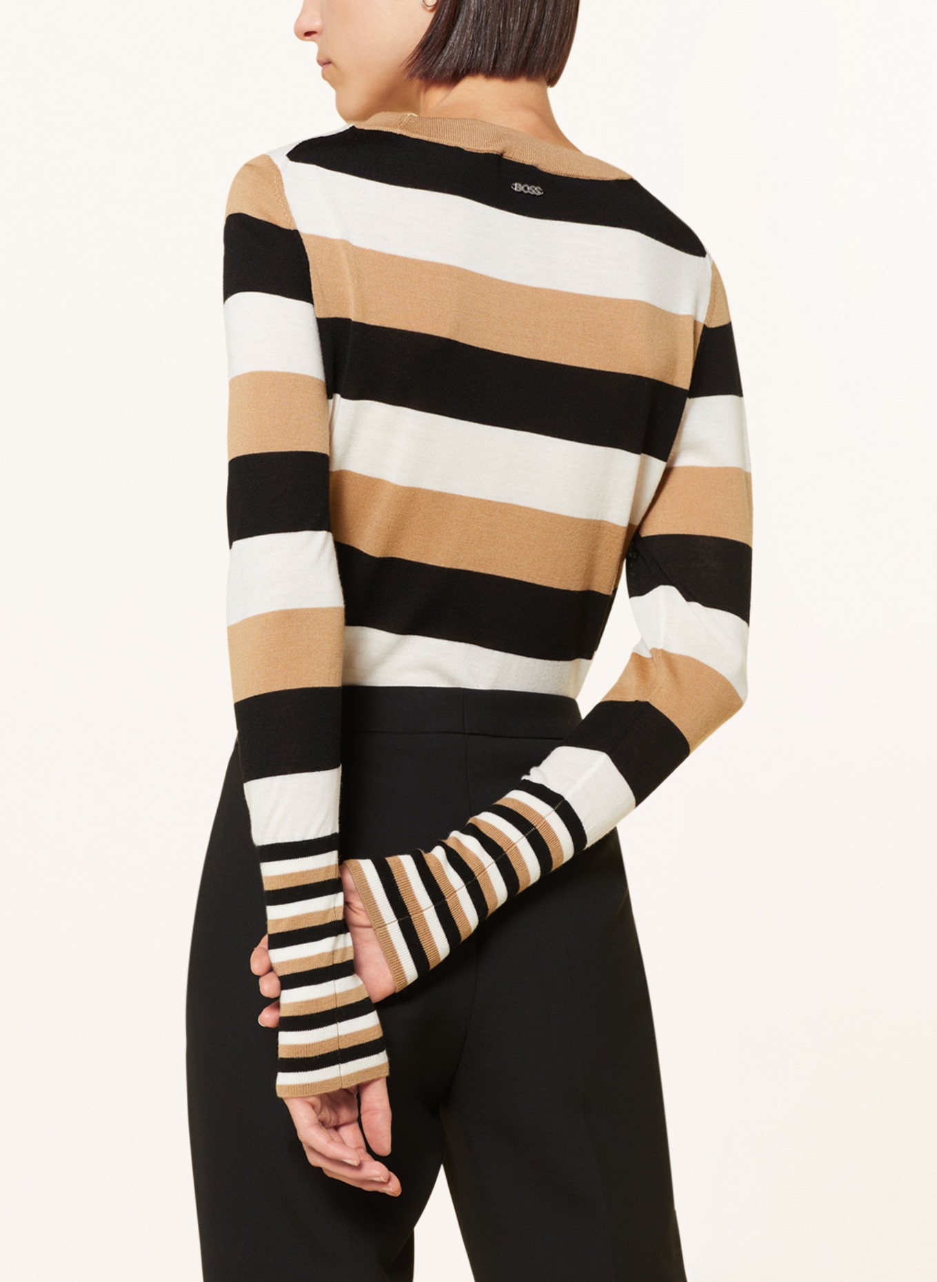 BOSS Sweater FODINASIA, Color: BEIGE/ WHITE/ BLACK (Image 4)