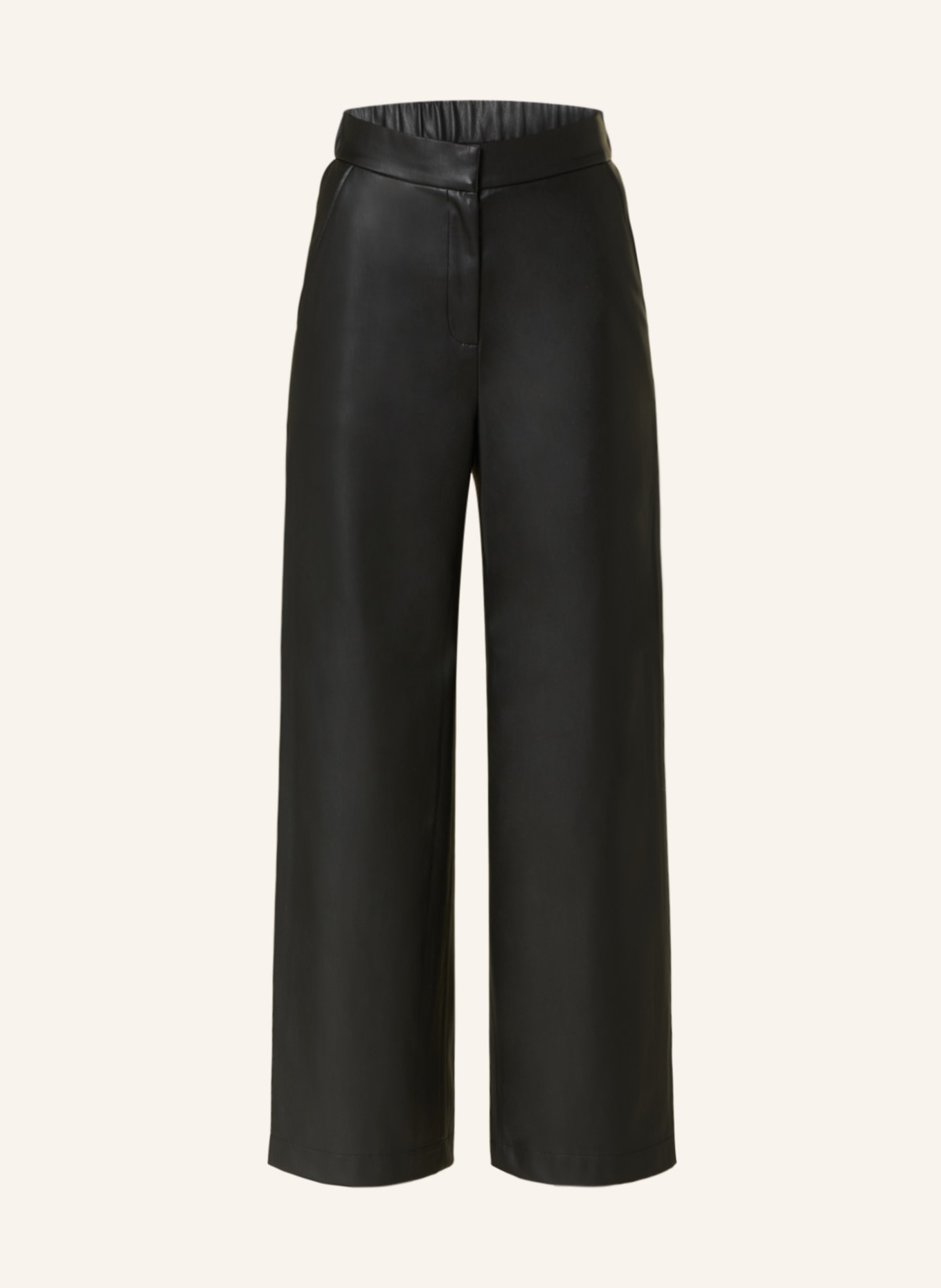 BOSS Wide leg trousers TOKASA in leather look, Color: BLACK (Image 1)