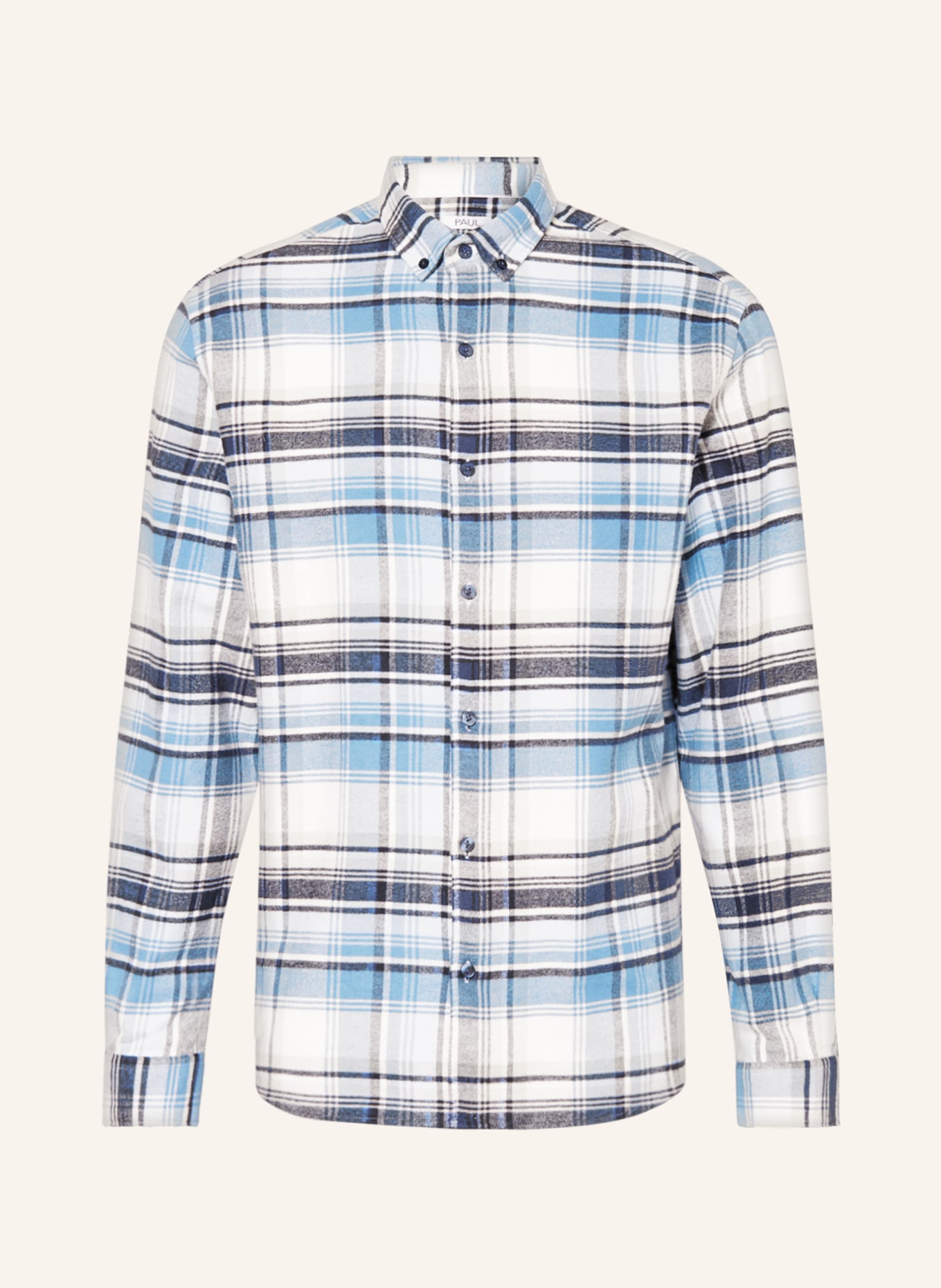 PAUL Flannel shirt comfort fit, Color: CREAM/ LIGHT BLUE/ DARK BLUE (Image 1)