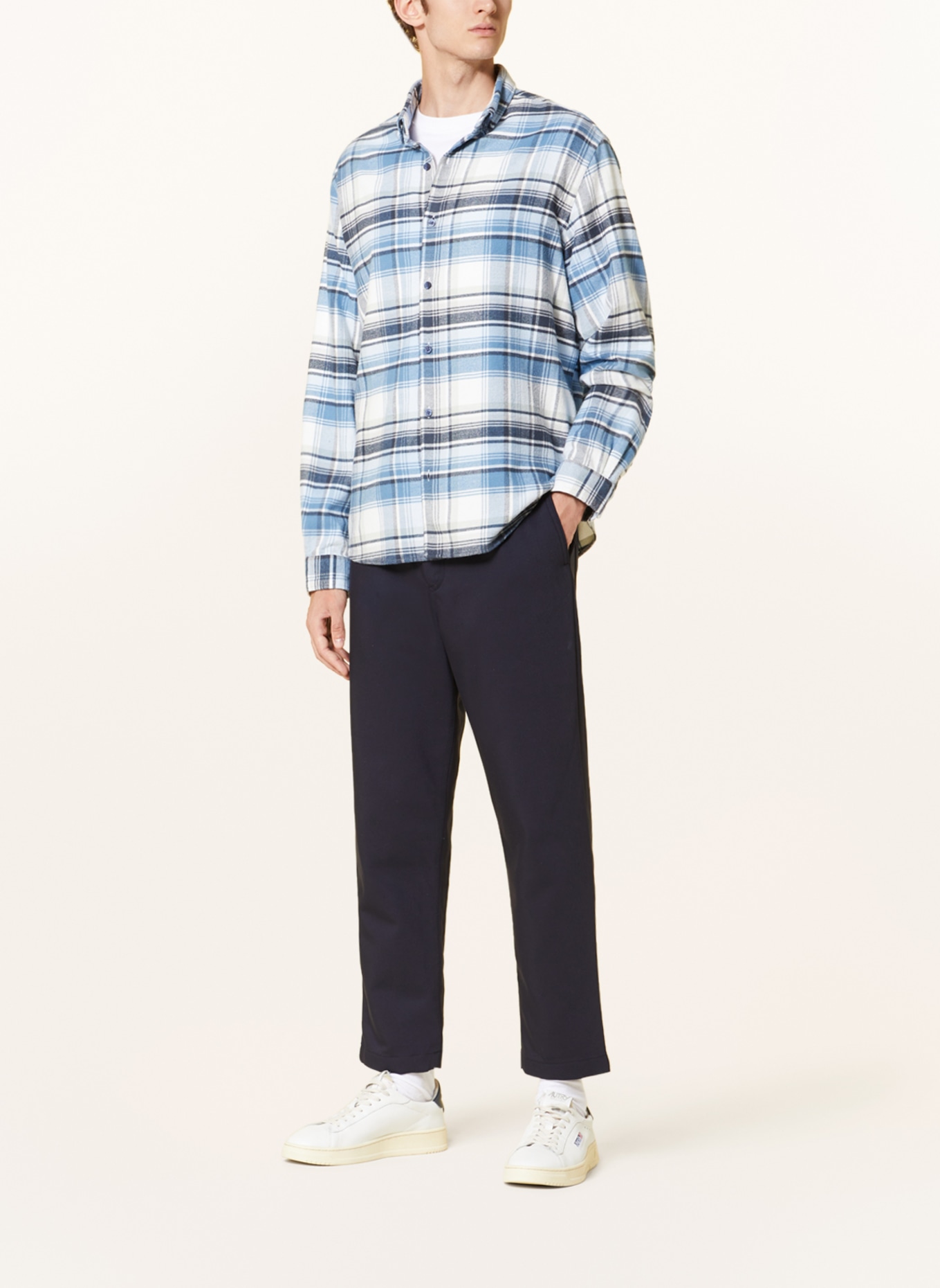 PAUL Flannel shirt comfort fit, Color: CREAM/ LIGHT BLUE/ DARK BLUE (Image 2)