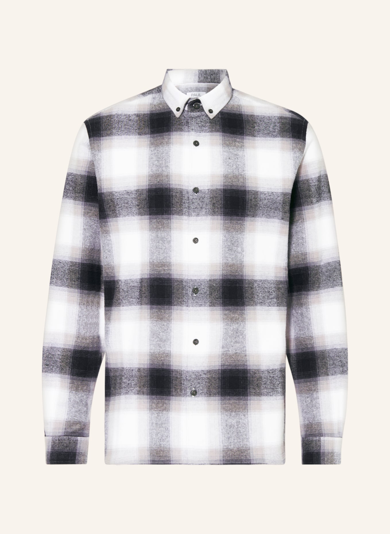 PAUL Flannel shirt comfort fit, Color: BLACK/ WHITE/ TAUPE (Image 1)