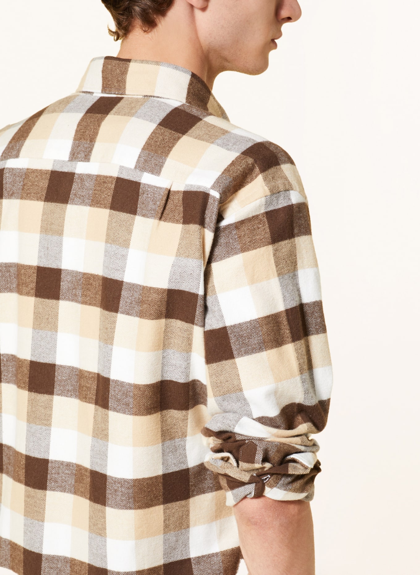 STROKESMAN'S Flanellhemd Regular Fit, Farbe: BEIGE/ DUNKELBRAUN/ WEISS (Bild 4)