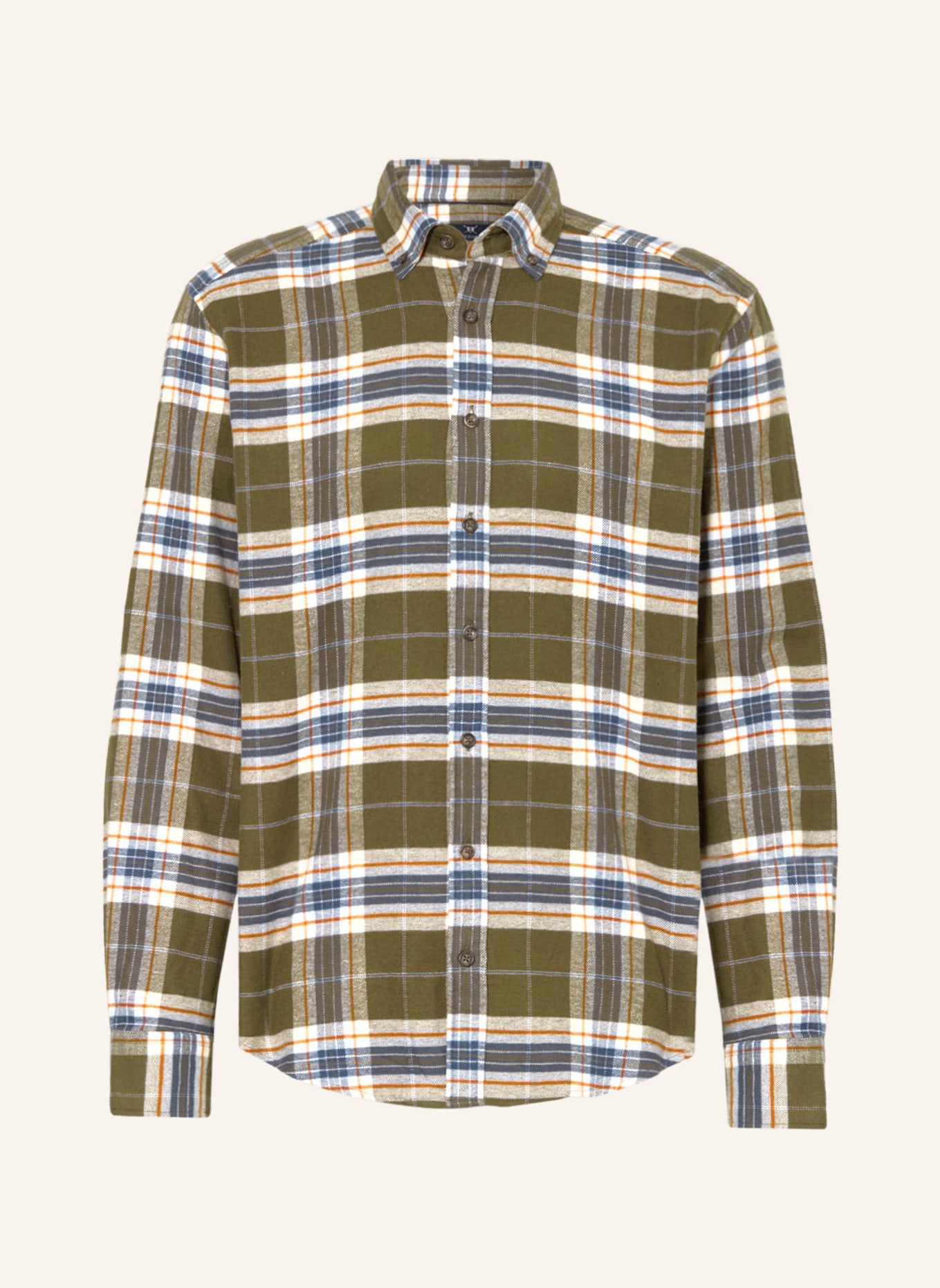 STROKESMAN'S Flanellhemd Regular Fit, Farbe: OLIV/ BLAUGRAU/ ORANGE (Bild 1)