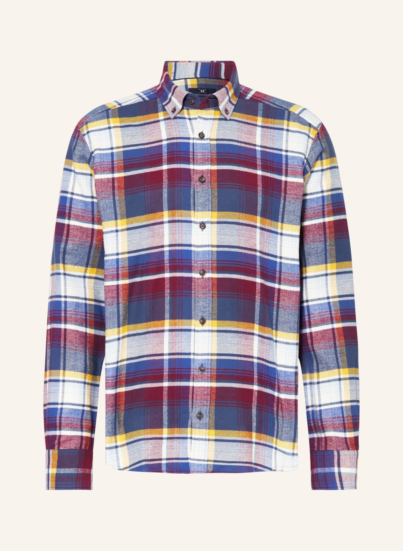 STROKESMAN'S Flannel shirt regular fit, Color: YELLOW/ DARK RED/ BLUE (Image 1)