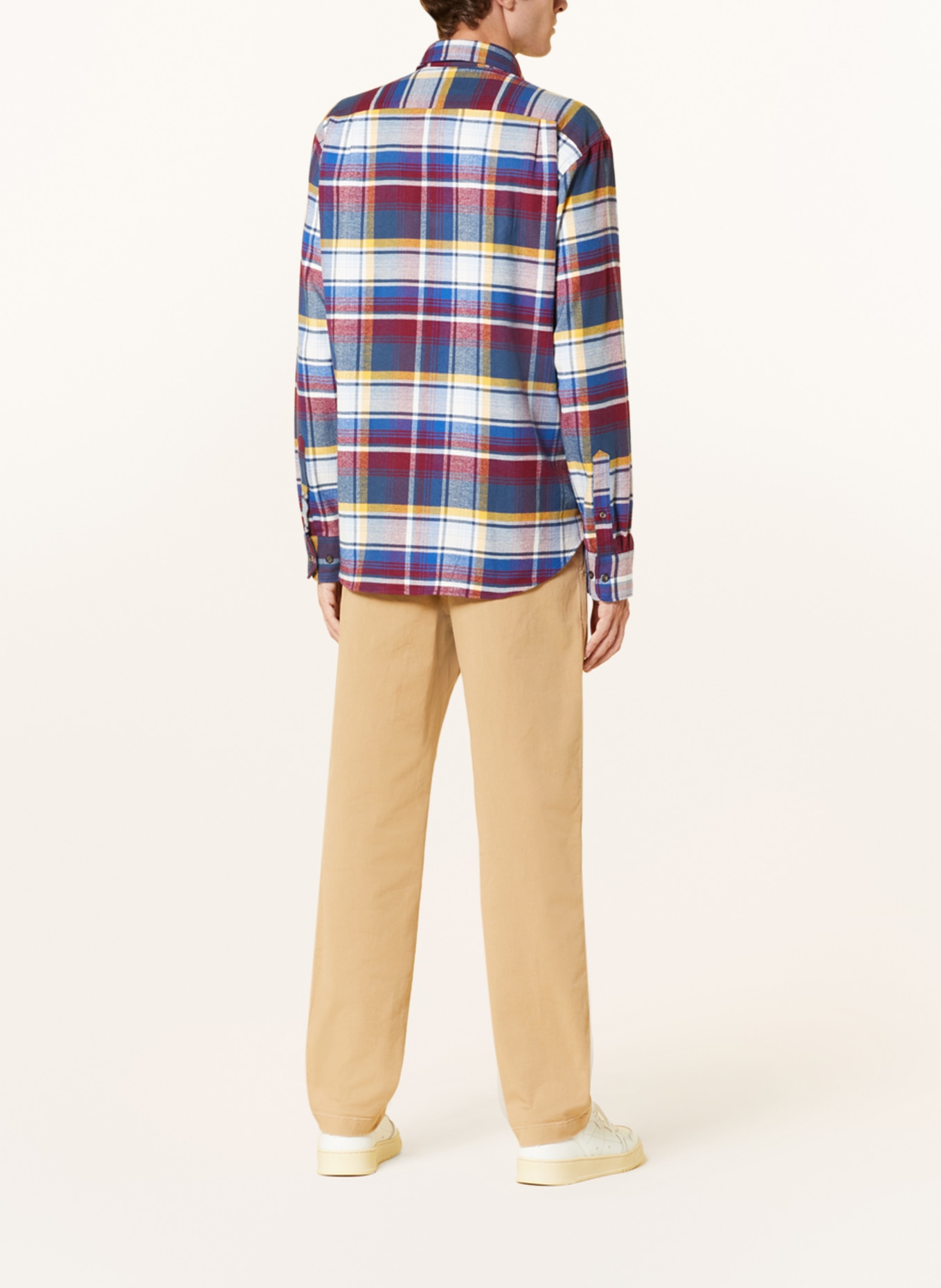 STROKESMAN'S Flannel shirt regular fit, Color: YELLOW/ DARK RED/ BLUE (Image 3)