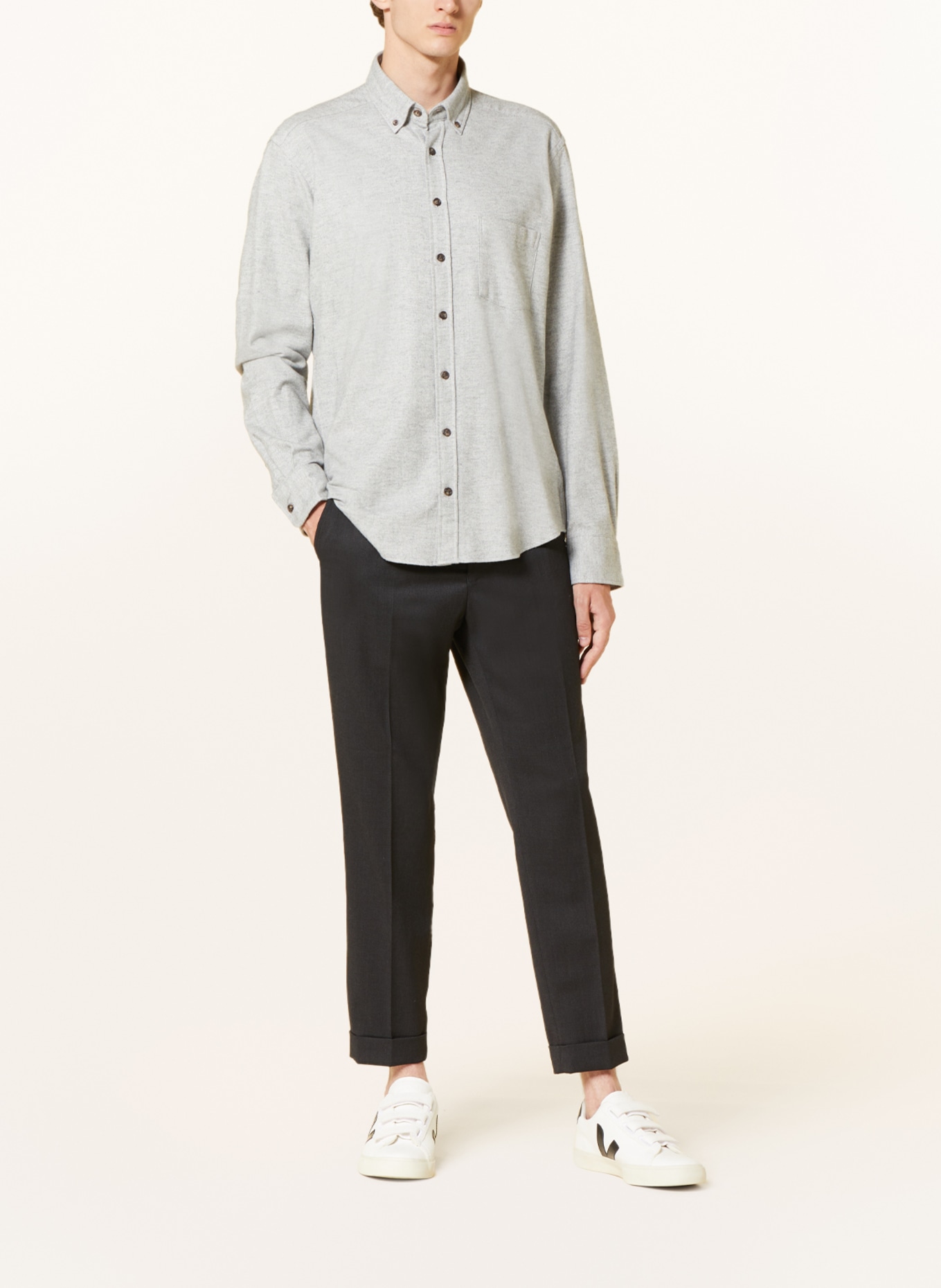 STROKESMAN'S Flannel shirt regular fit, Color: LIGHT GRAY (Image 2)