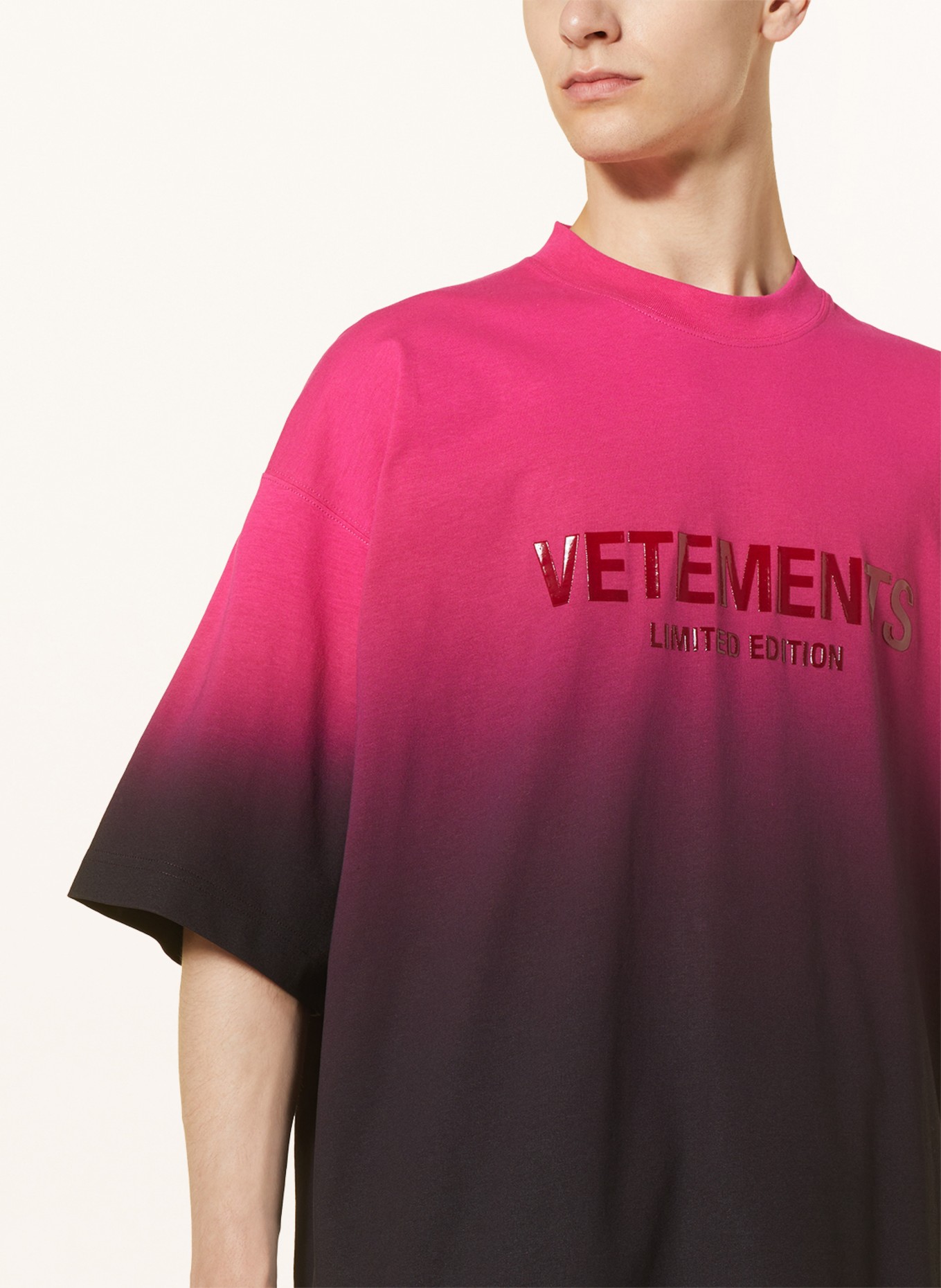 VETEMENTS Koszulka oversize, Kolor: MOCNORÓŻOWY/ CIEMNOBRĄZOWY (Obrazek 4)