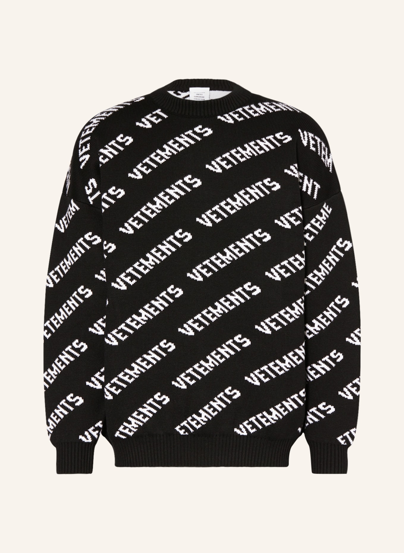 VETEMENTS Oversized-Pullover aus Merinowolle, Farbe: SCHWARZ/ WEISS (Bild 1)