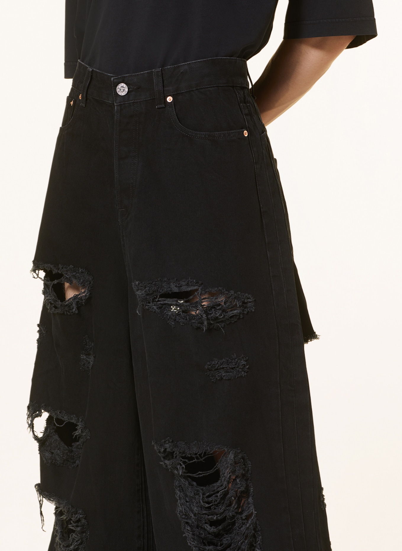 VETEMENTS Destroyed jeans regular fit, Color: BLACK (Image 5)