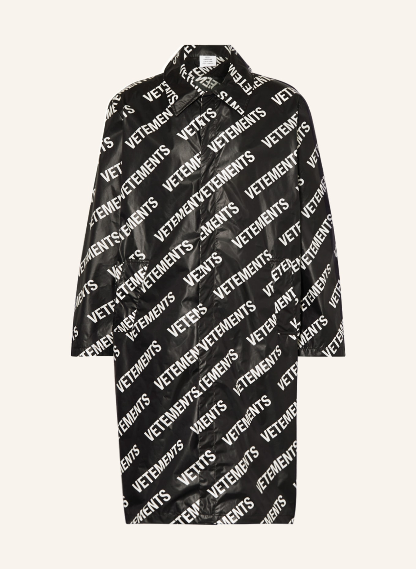 VETEMENTS Coat, Color: BLACK/ WHITE (Image 1)