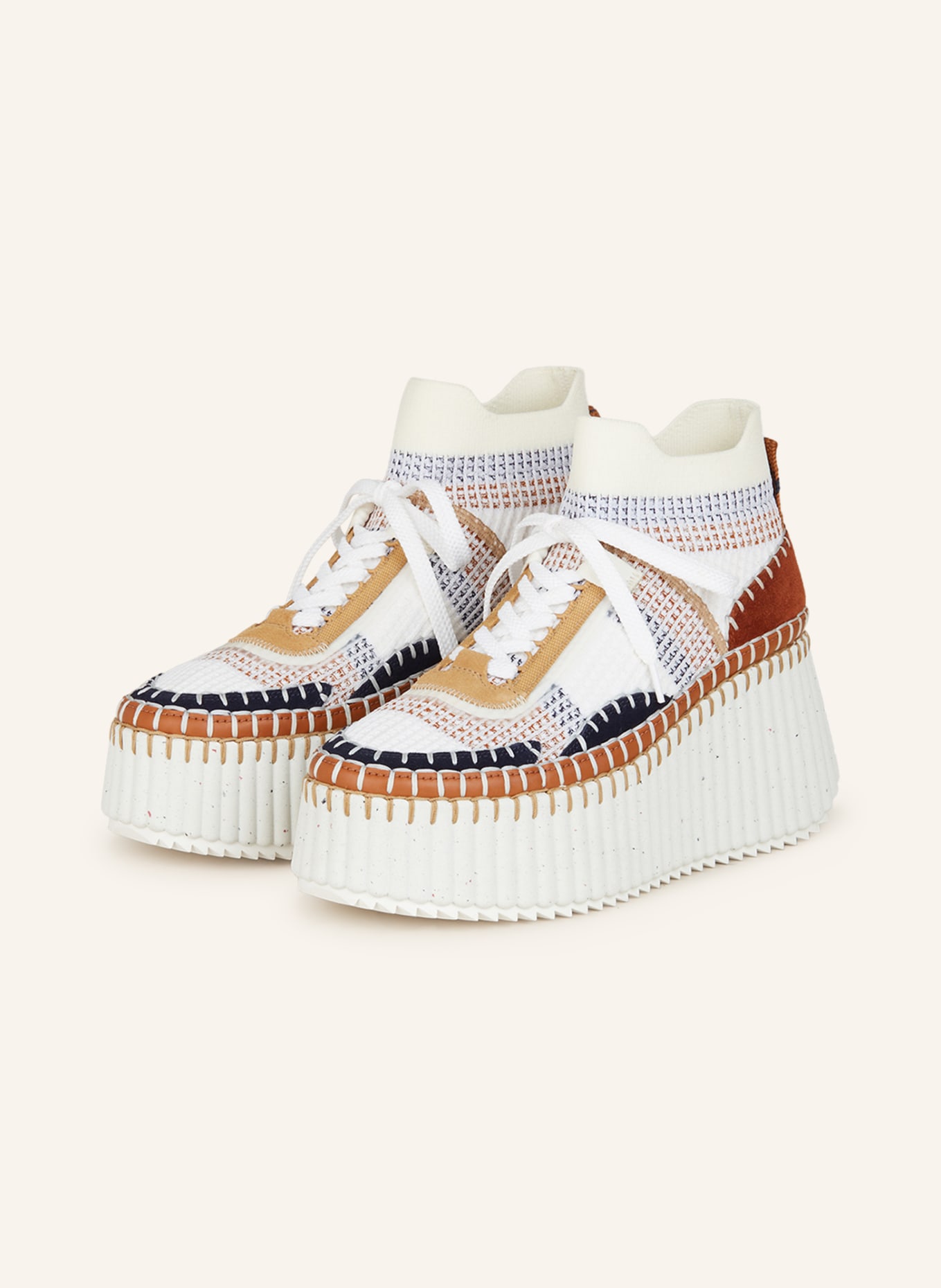 Chloé Hightop sneakers NAMA, Color: BROWN/ WHITE/ BLUE (Image 1)