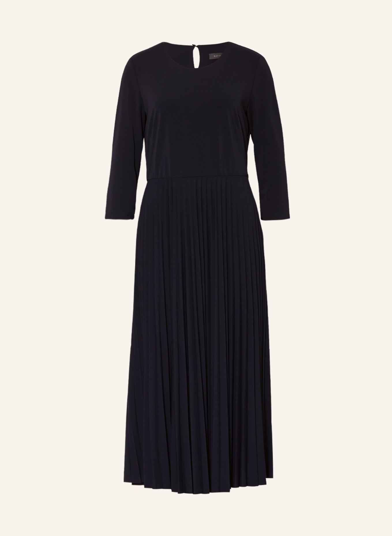 ELENA MIRO Pleated dress with 3/4 sleeves, Color: DARK BLUE (Image 1)