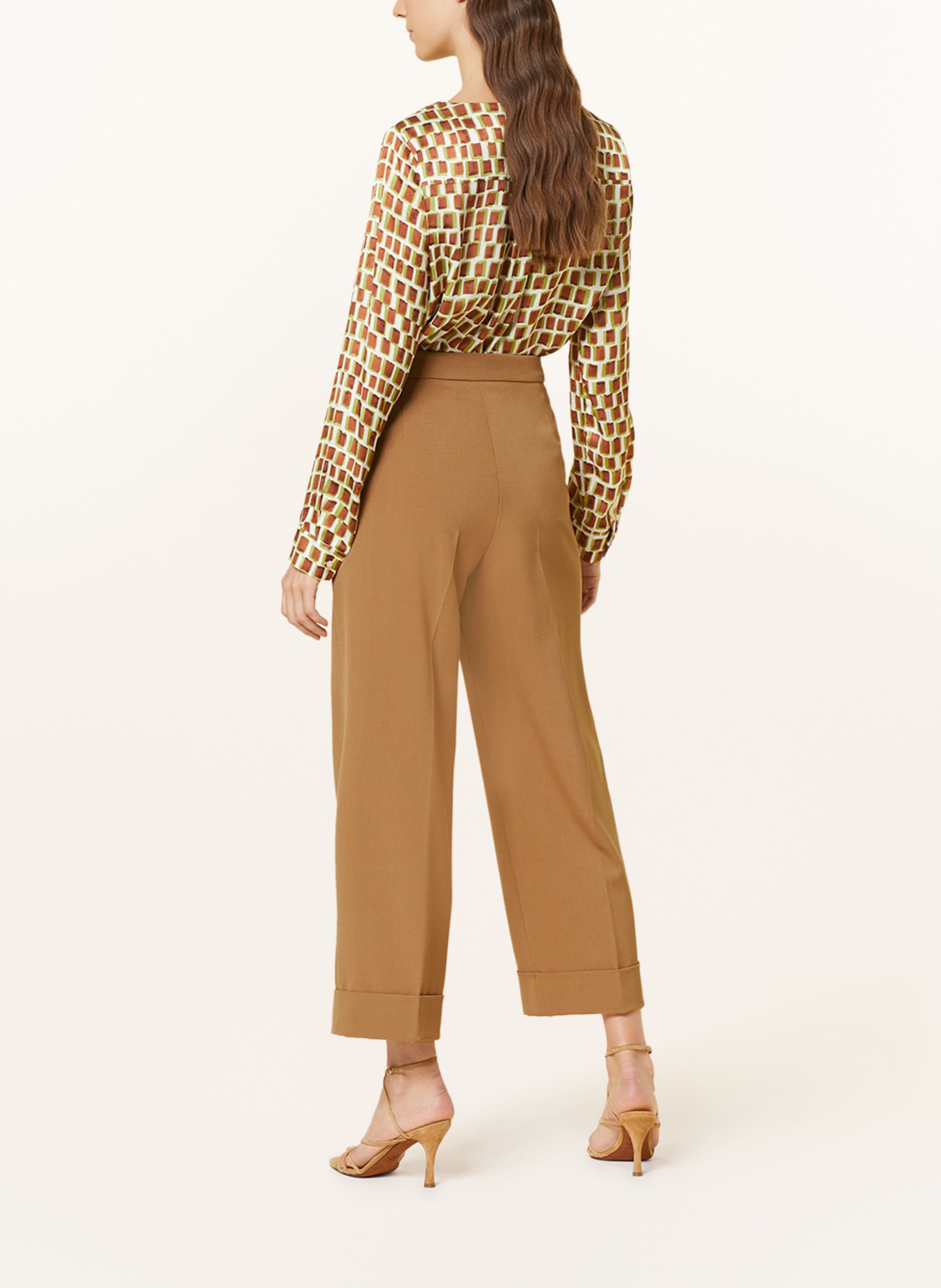 ELENA MIRO Wide leg trousers, Color: LIGHT BROWN (Image 3)