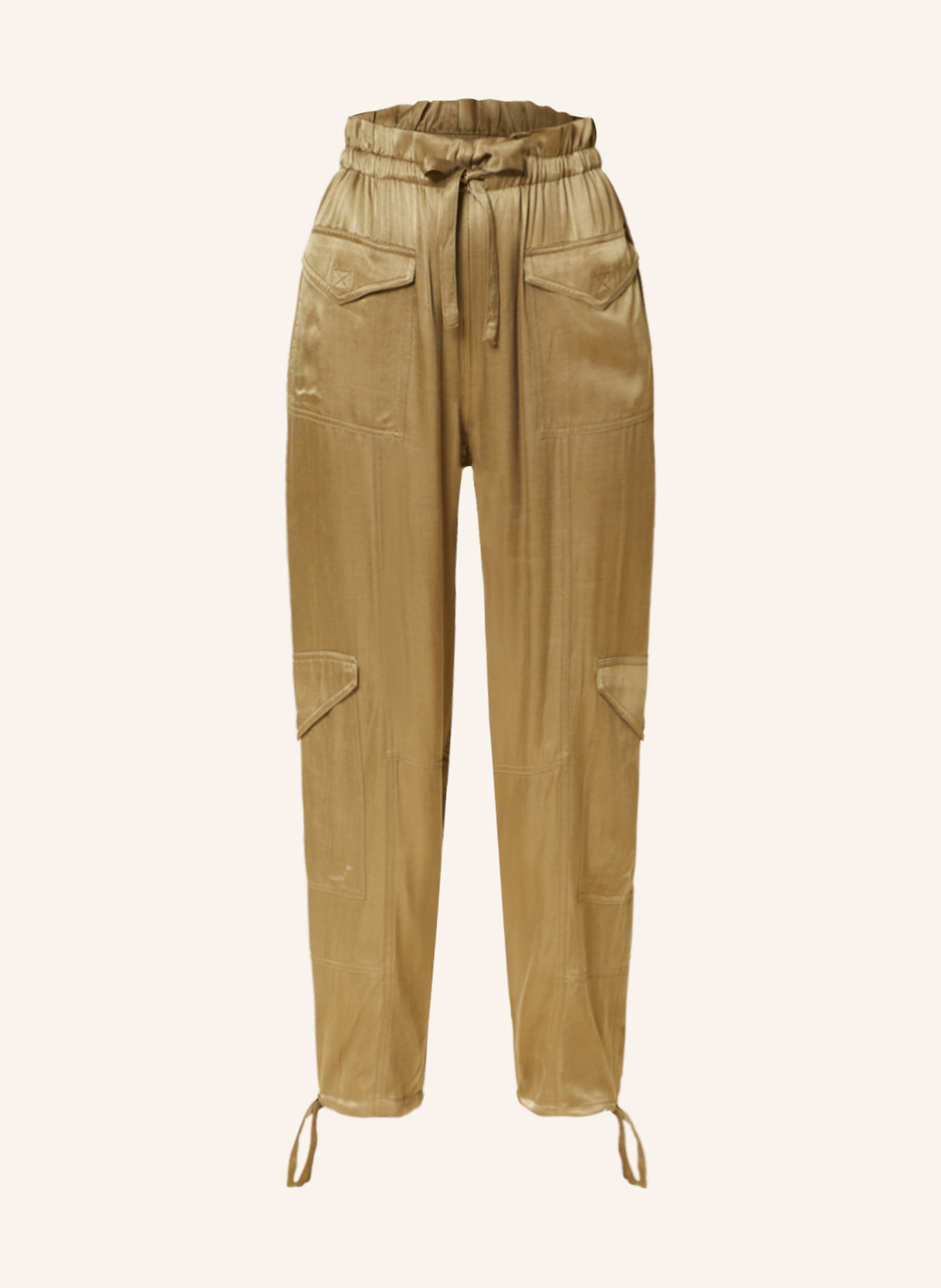 GANNI Cargo pants made of satin, Color: OLIVE (Image 1)