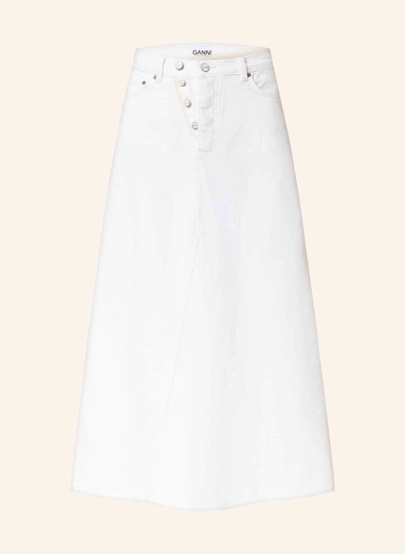 GANNI Denim skirt, Color: WHITE (Image 1)