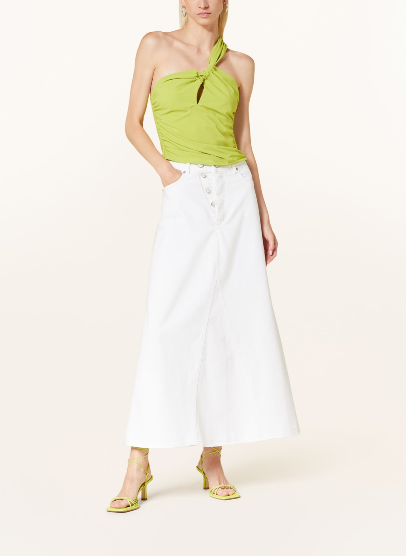GANNI Denim skirt, Color: WHITE (Image 2)