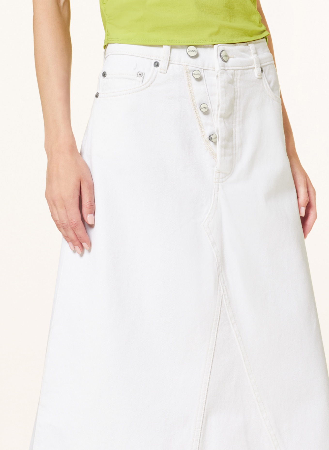 GANNI Denim skirt, Color: WHITE (Image 4)