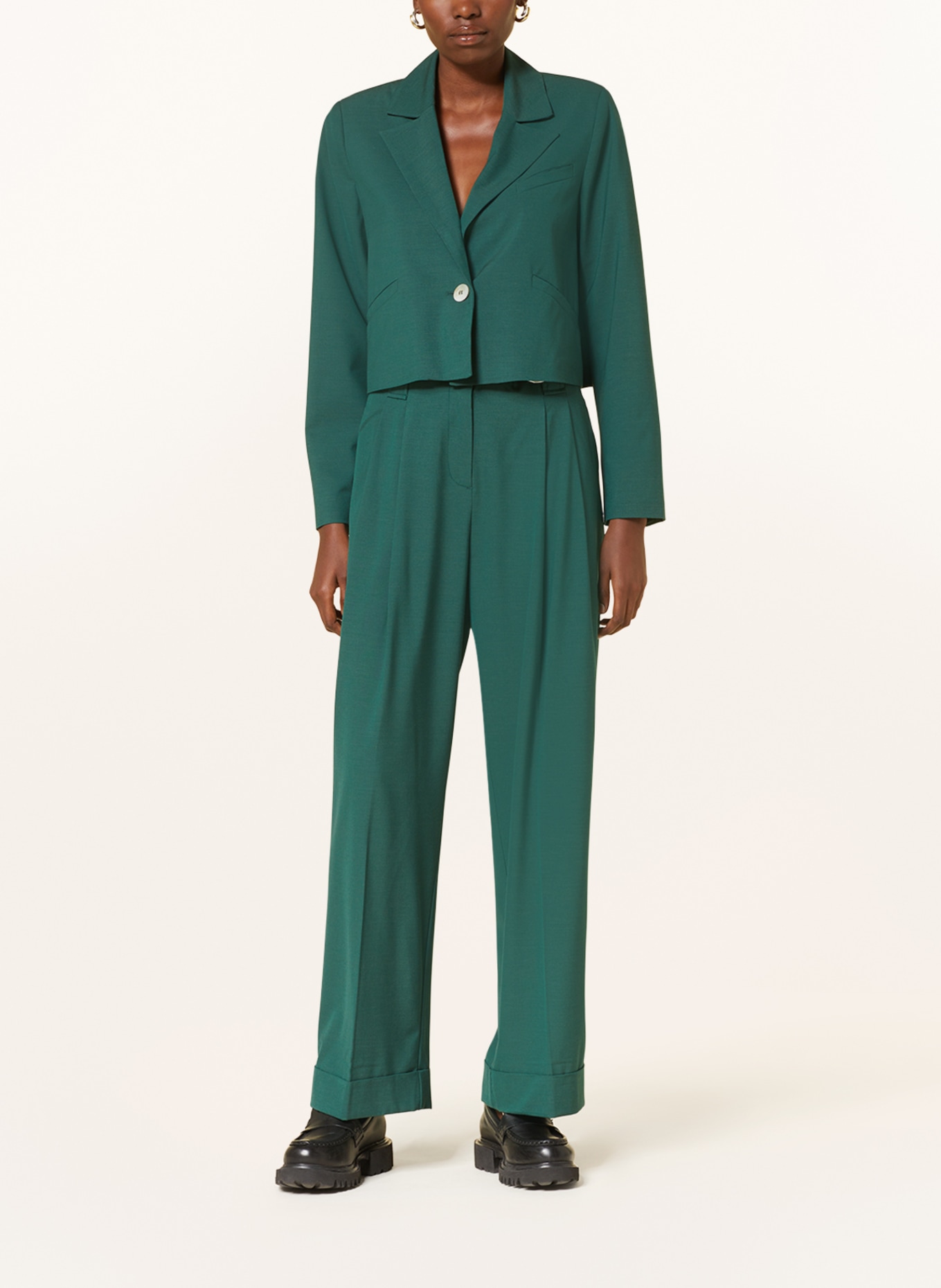 GANNI Cropped blazer, Color: GREEN (Image 2)