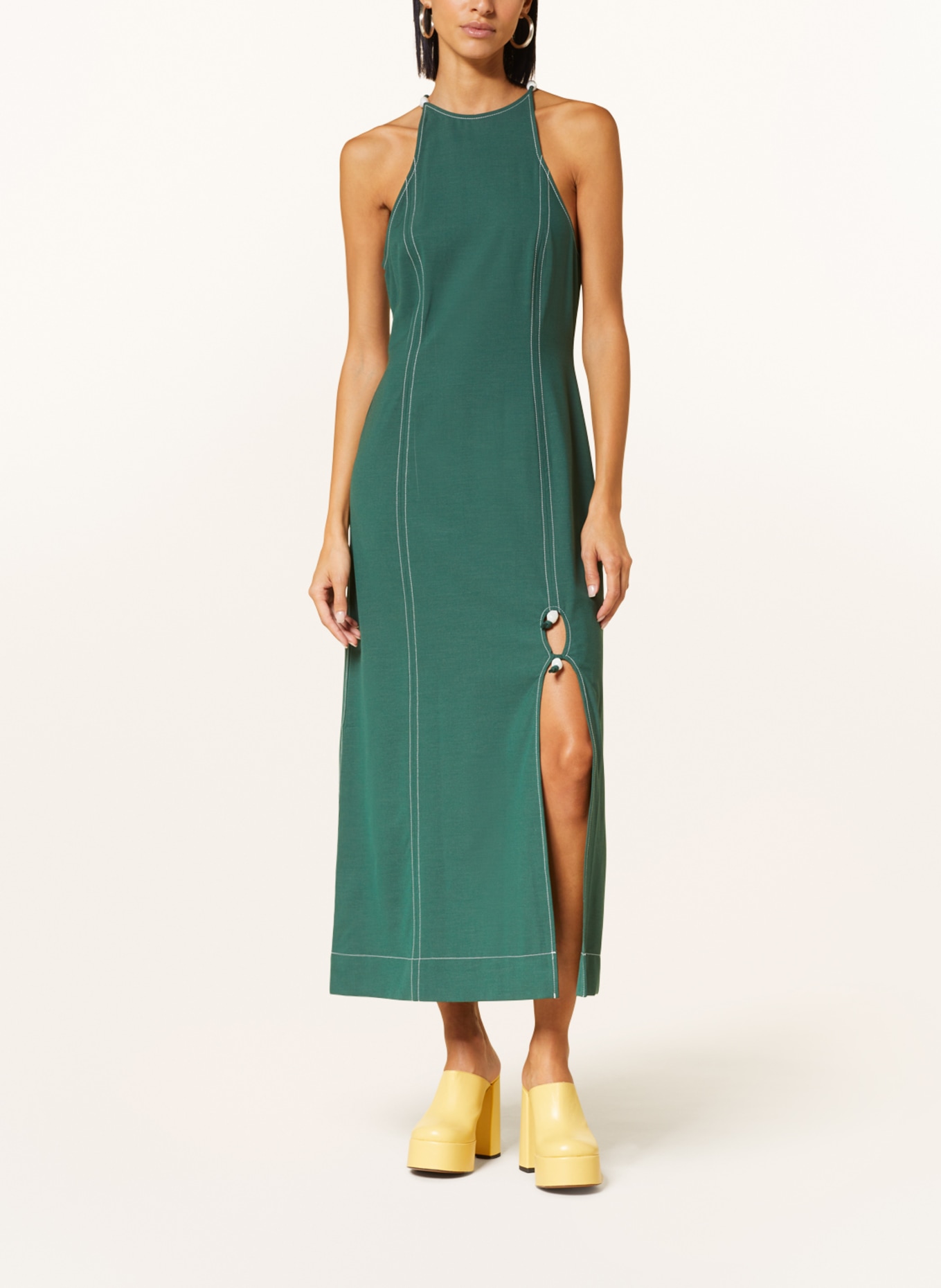 GANNI Dress with beading and cut-out, Color: DARK GREEN (Image 2)
