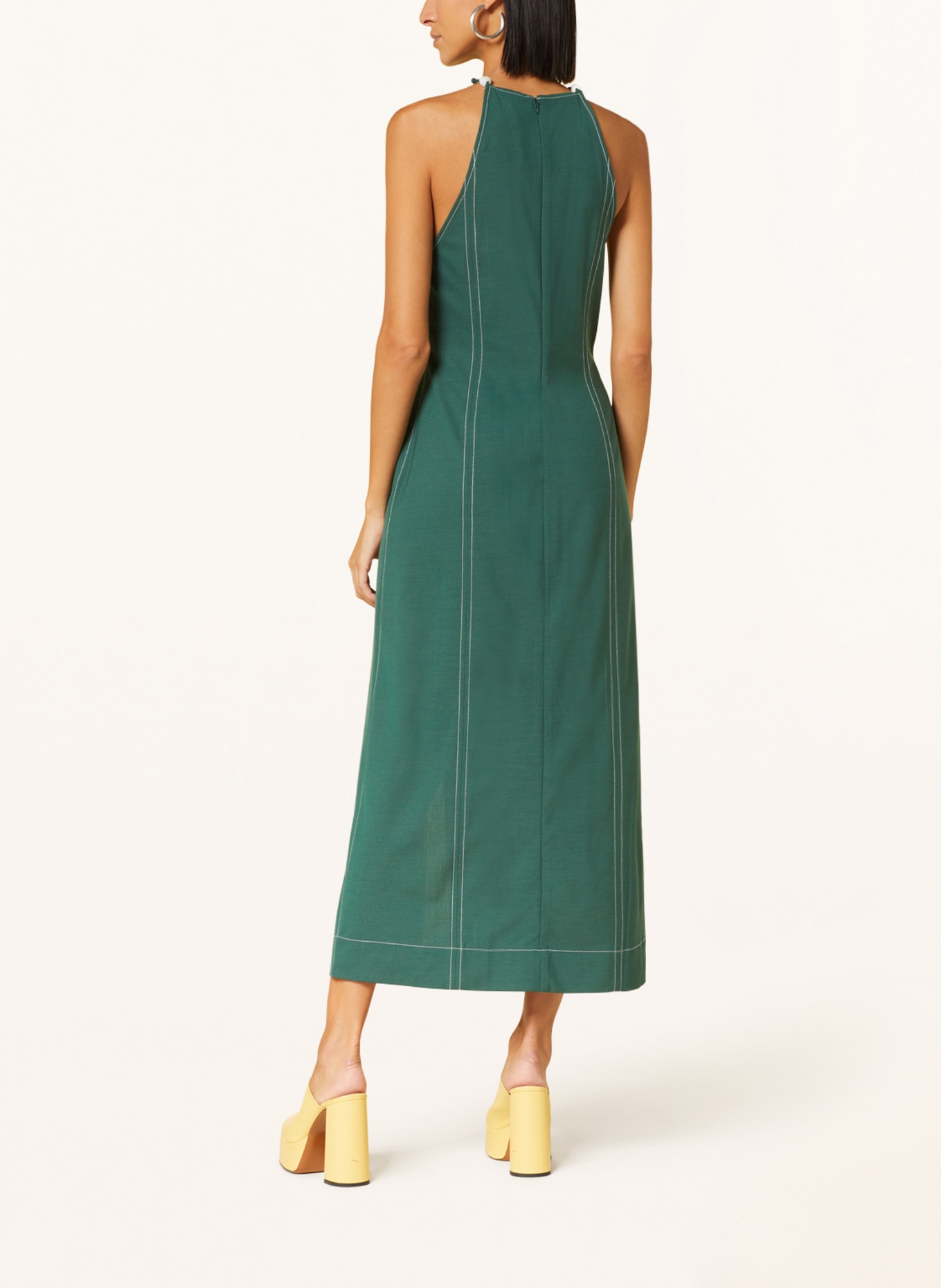 GANNI Dress with beading and cut-out, Color: DARK GREEN (Image 3)