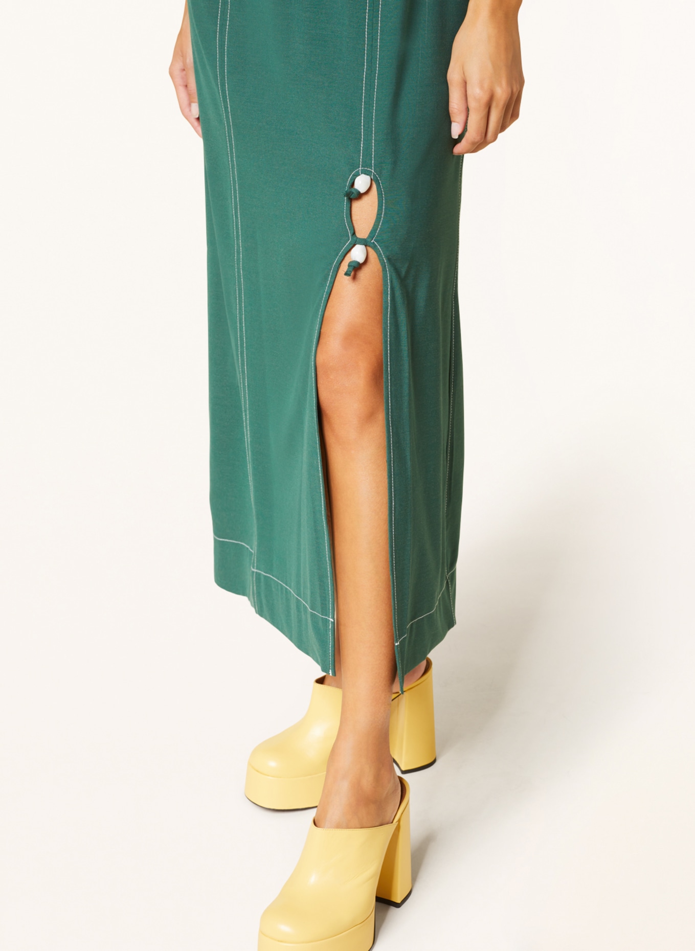 GANNI Dress with beading and cut-out, Color: DARK GREEN (Image 4)