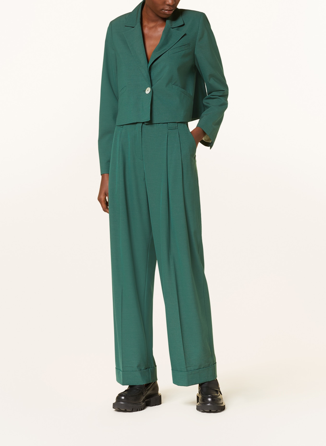 GANNI Wide leg trousers, Color: GREEN (Image 2)
