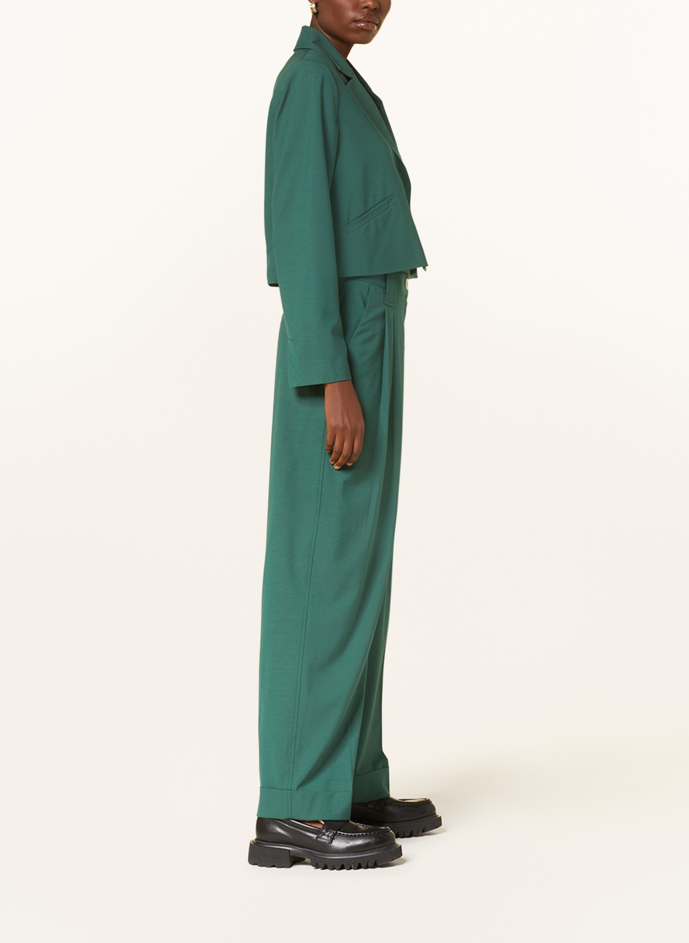 GANNI Wide leg trousers, Color: GREEN (Image 4)
