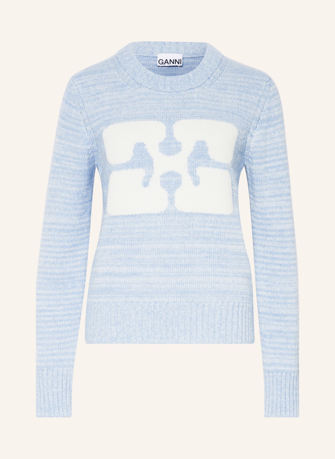GANNI Sweater, Color: LIGHT BLUE/ CREAM (Image 1)