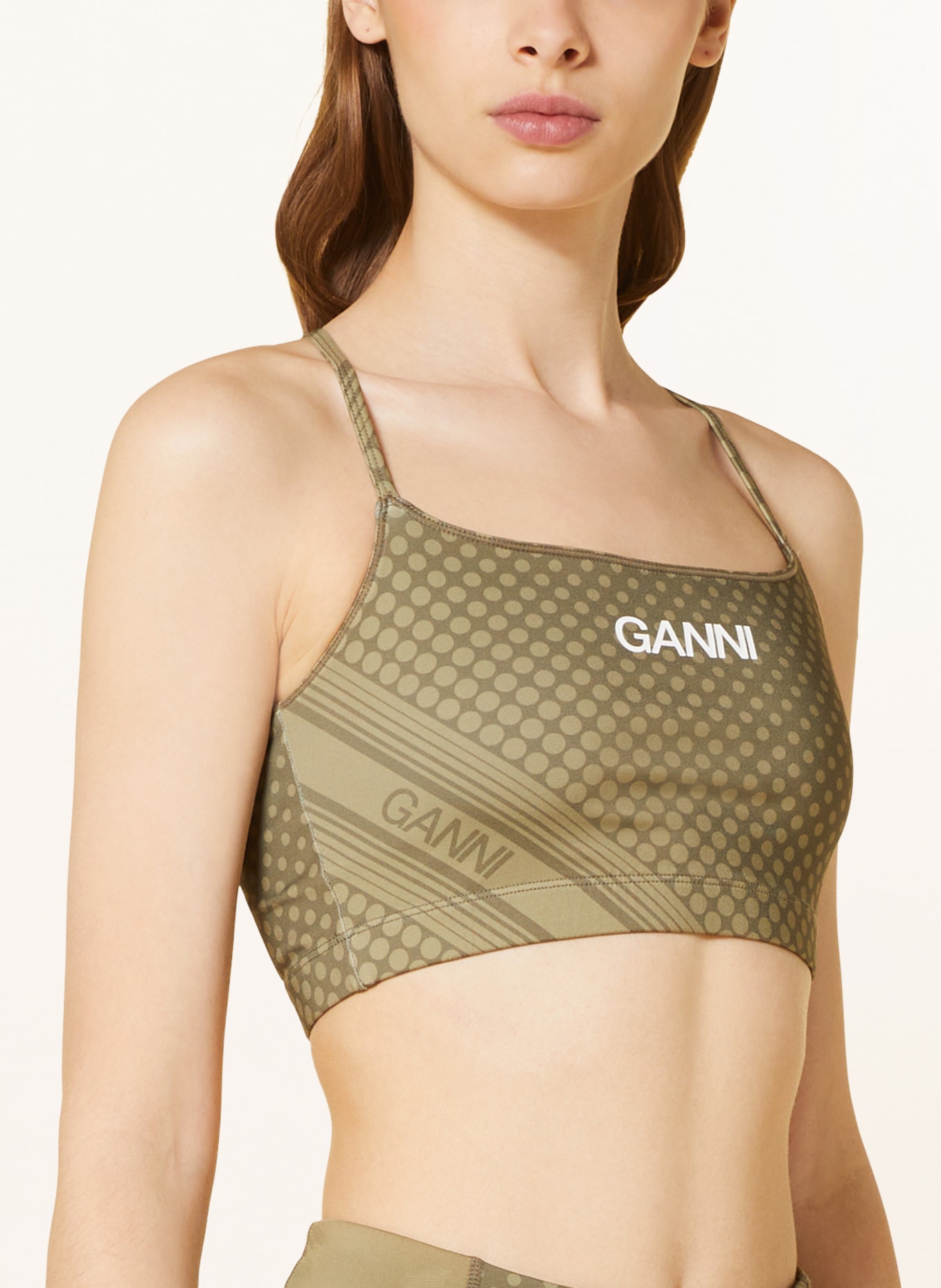 GANNI Sports bra, Color: OLIVE (Image 4)