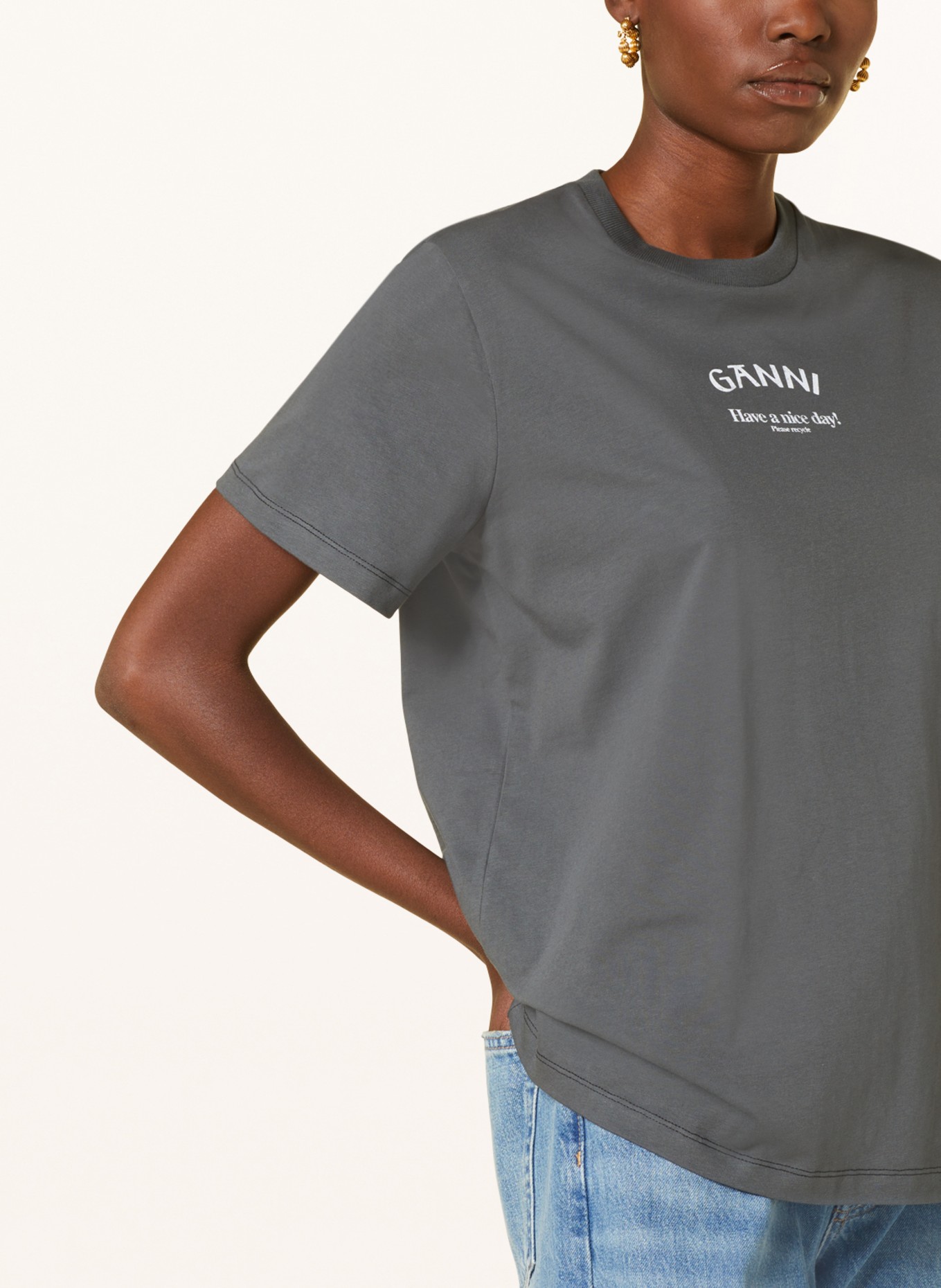 GANNI T-Shirt, Farbe: DUNKELGRAU (Bild 4)