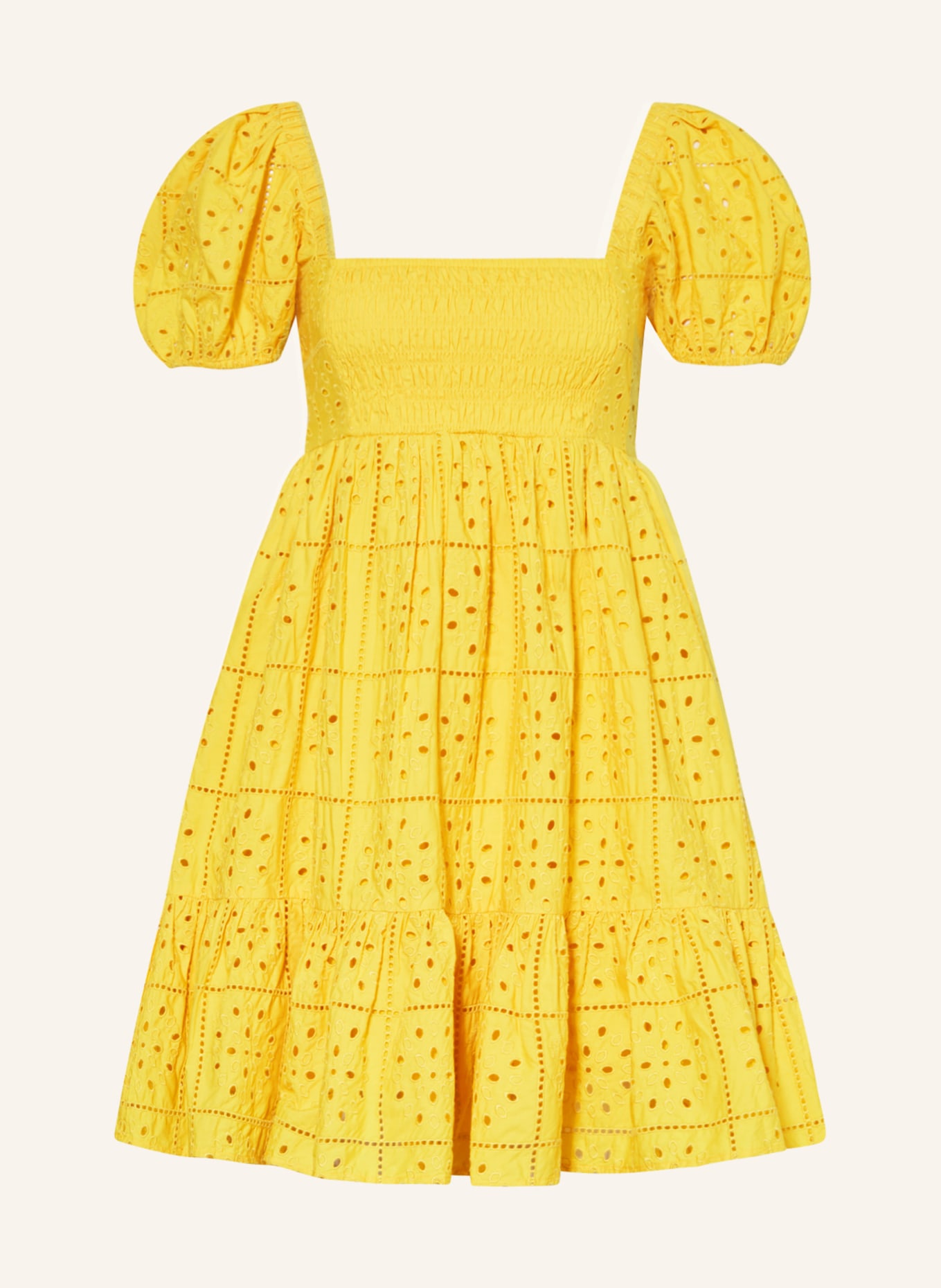 GANNI Dress with broderie anglaise, Color: YELLOW (Image 1)