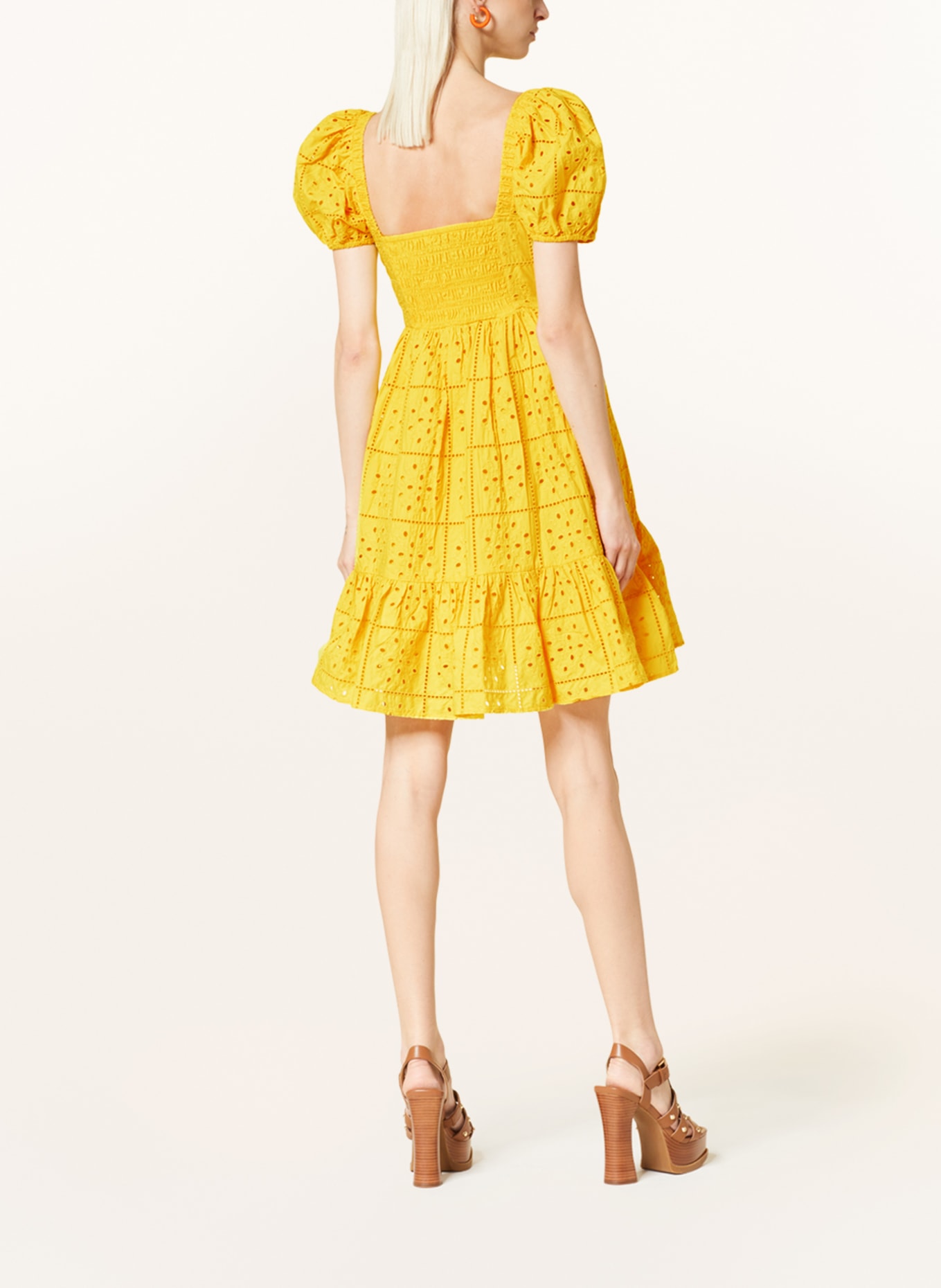 GANNI Dress with broderie anglaise, Color: YELLOW (Image 3)