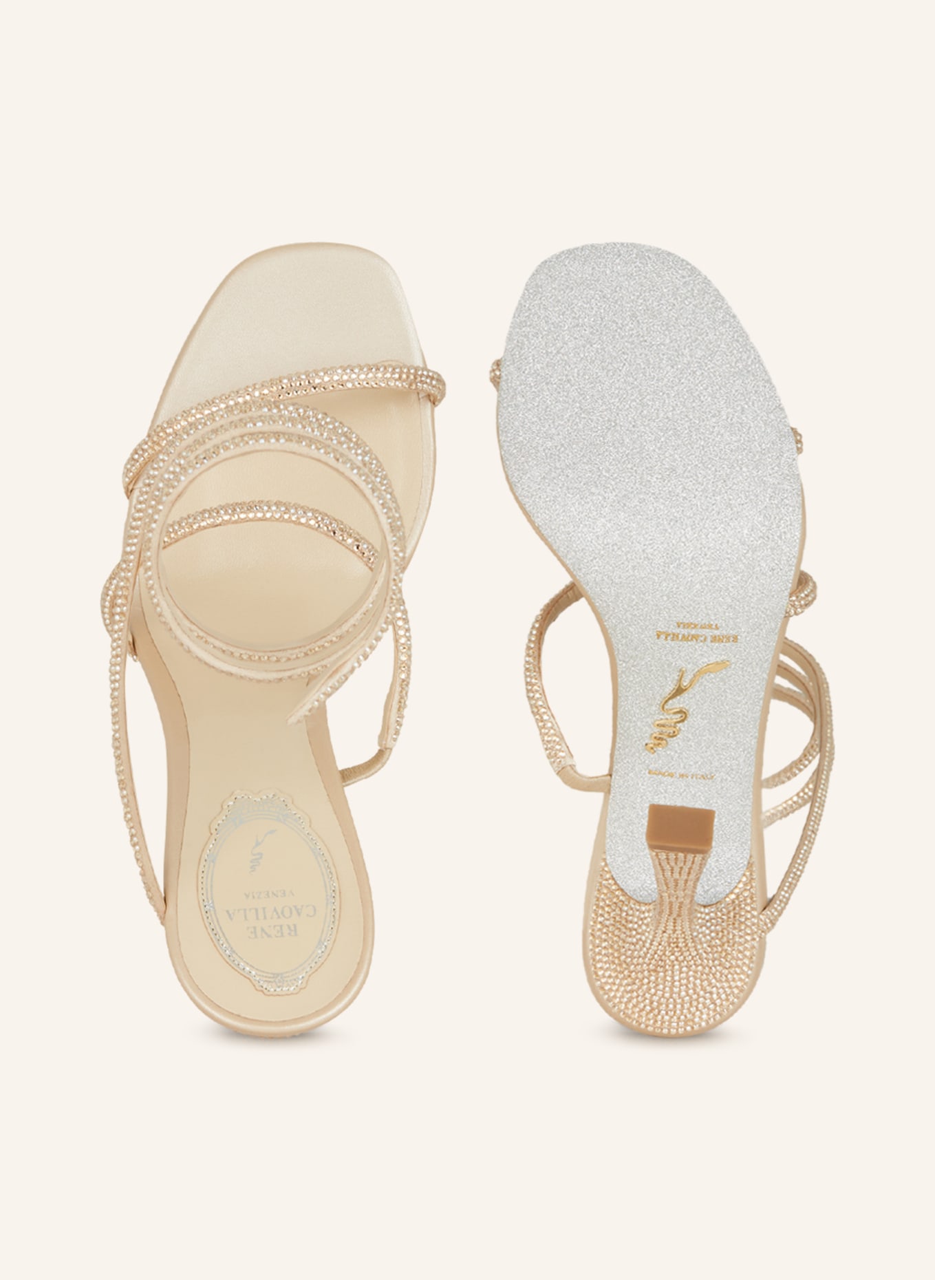 RENE CAOVILLA Sandals CLEO with decorative gems, Color: GOLD (Image 5)