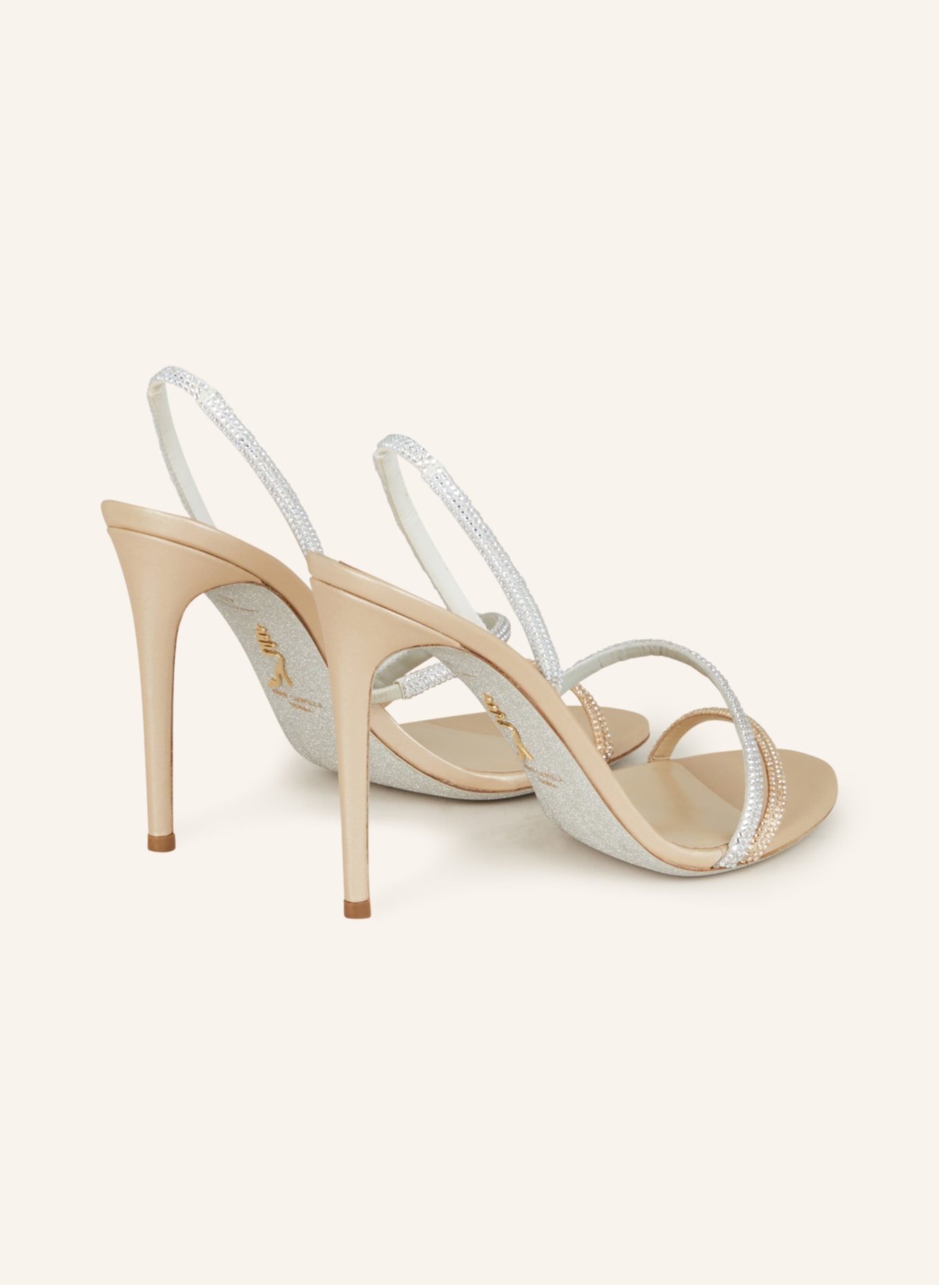 Heeled Sandals RENE CAOVILLA Woman colour Champagne | MILANSTYLE.COM