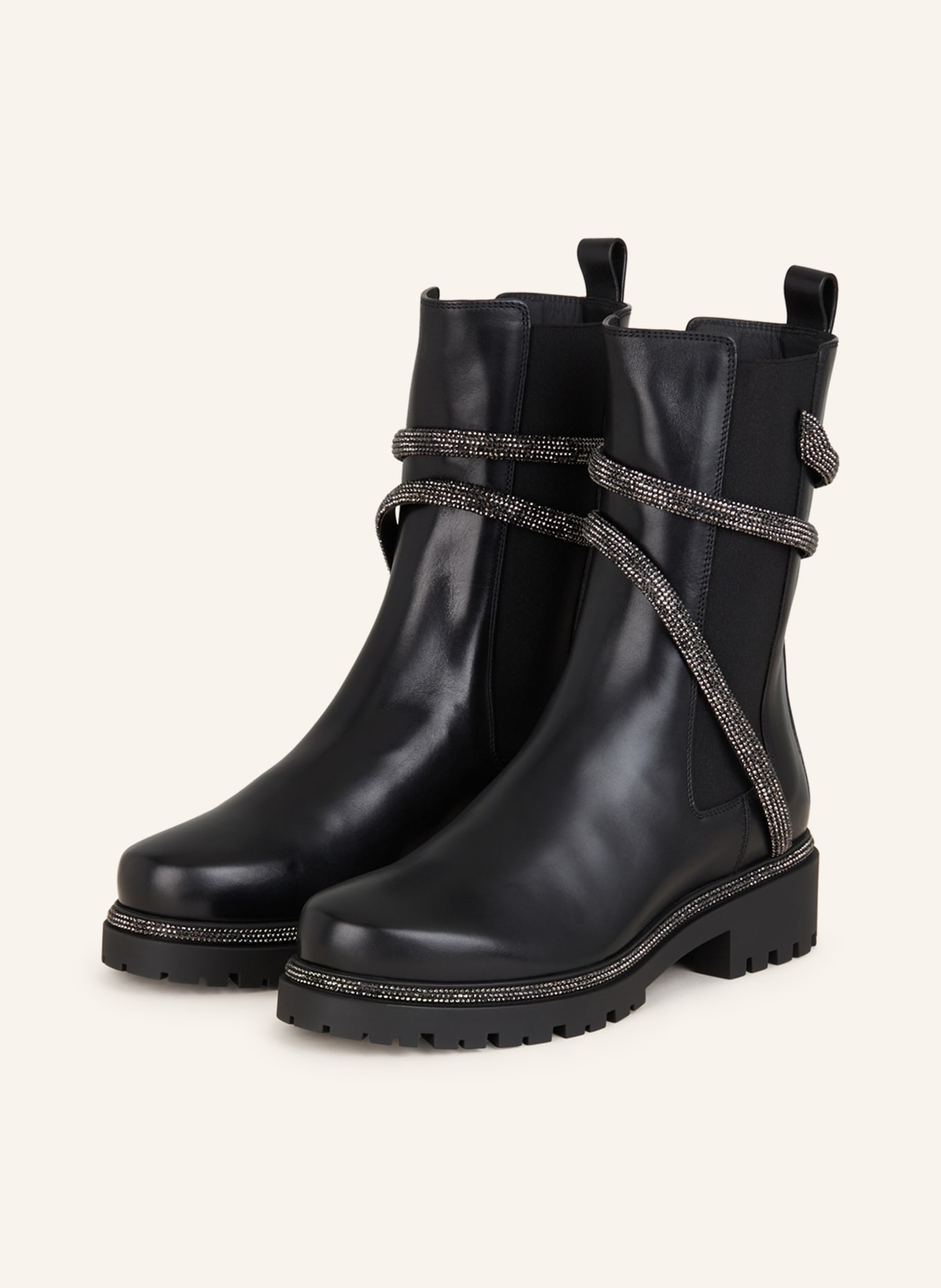 RENE CAOVILLA Chelsea boots CLEO with decorative gems, Color: BLACK (Image 1)