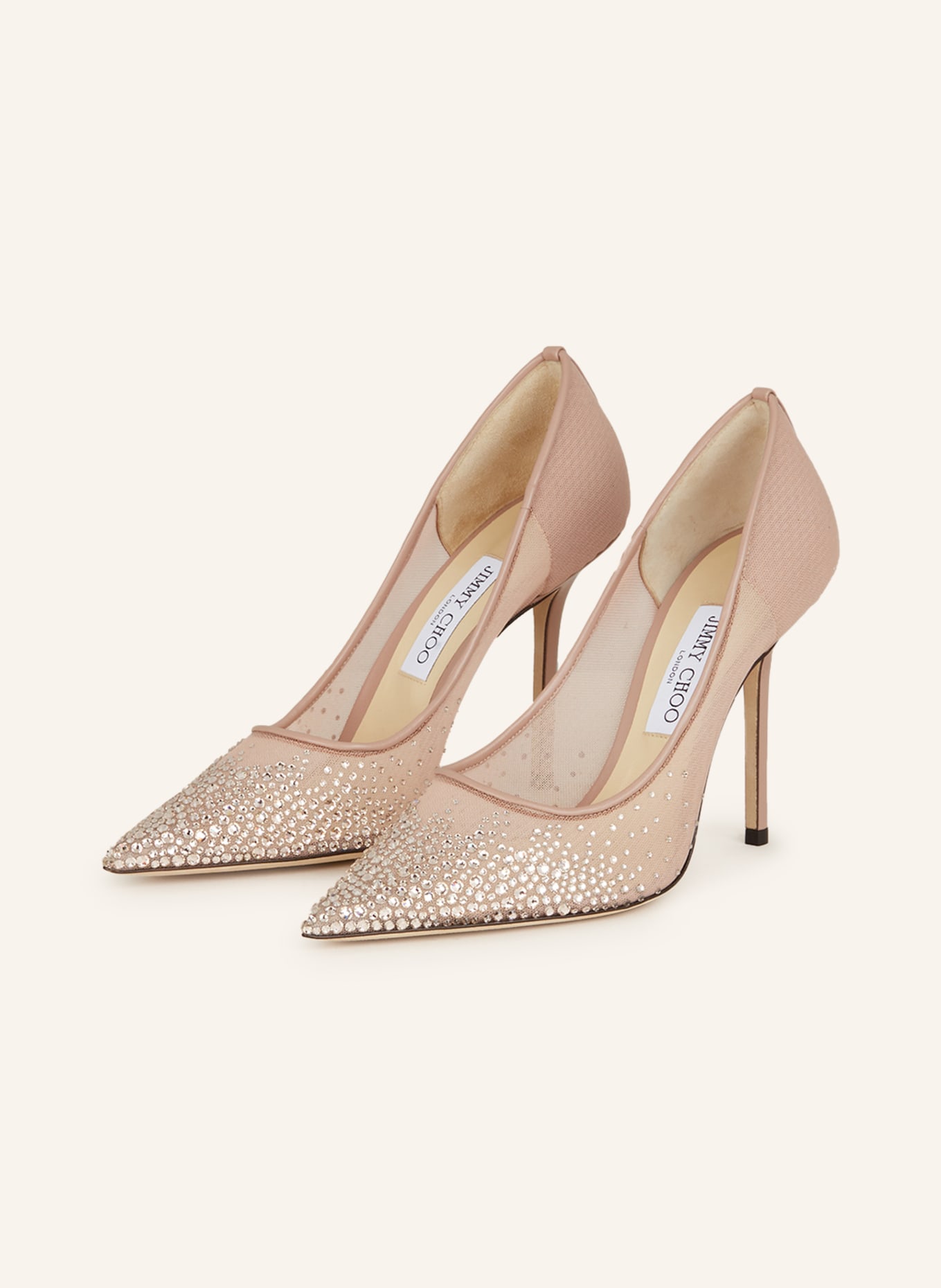JIMMY CHOO Pumps LOVE 100 with decorative gems, Color: NUDE (Image 1)
