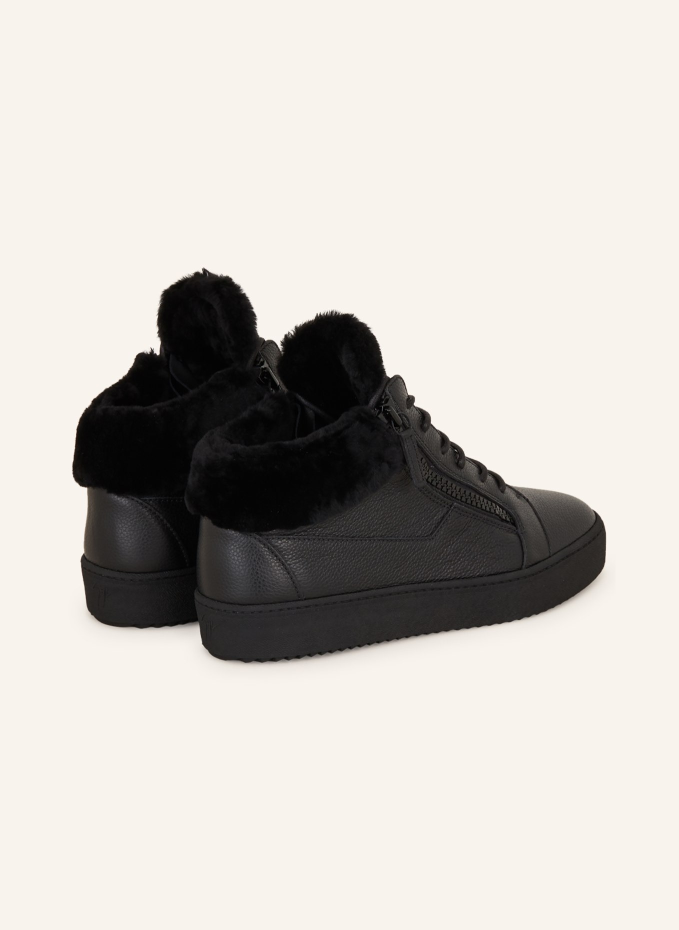 GIUSEPPE ZANOTTI DESIGN High-top sneakers KRISS with real fur, Color: BLACK (Image 2)