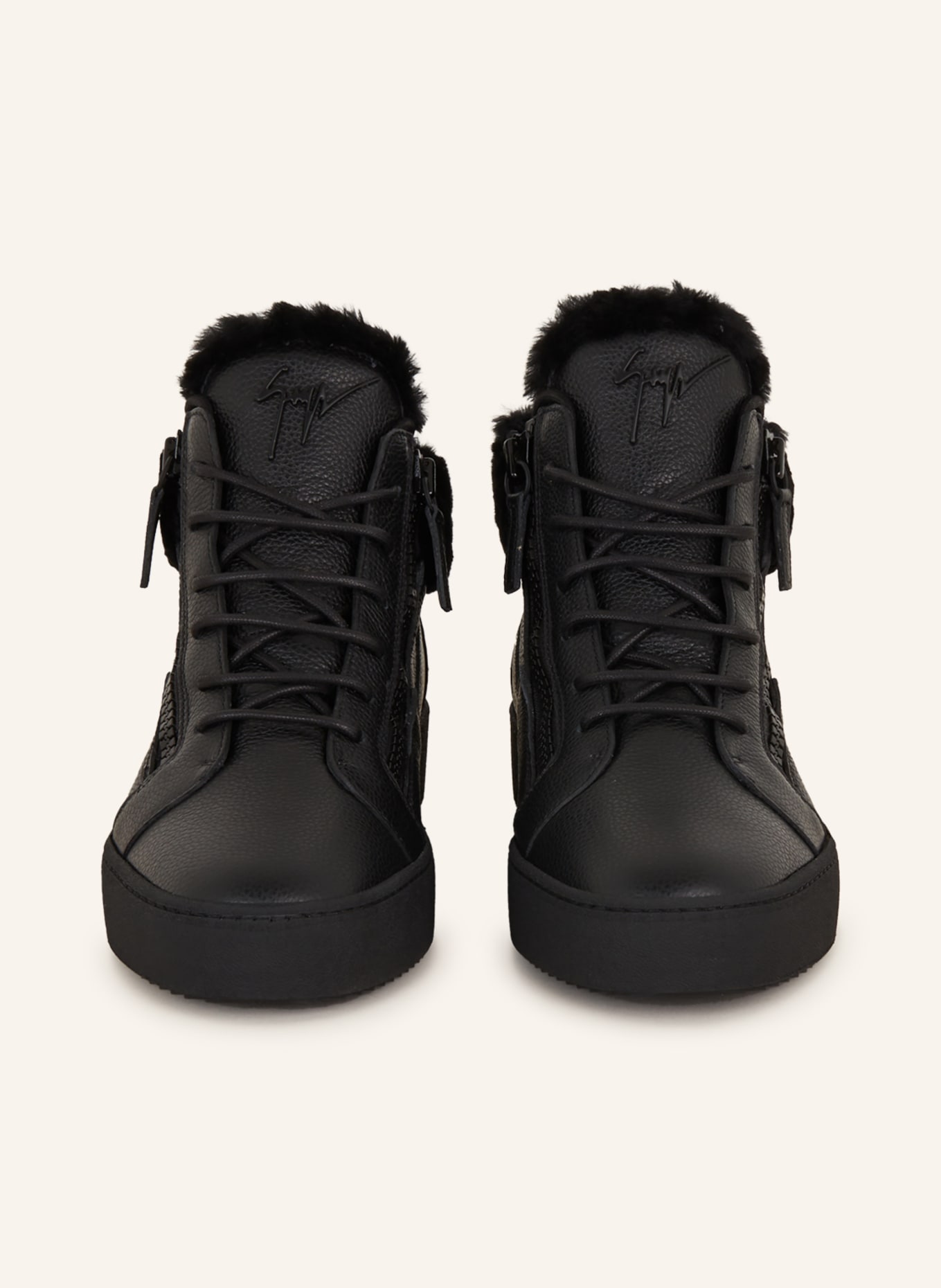 GIUSEPPE ZANOTTI DESIGN High-top sneakers KRISS with real fur, Color: BLACK (Image 3)