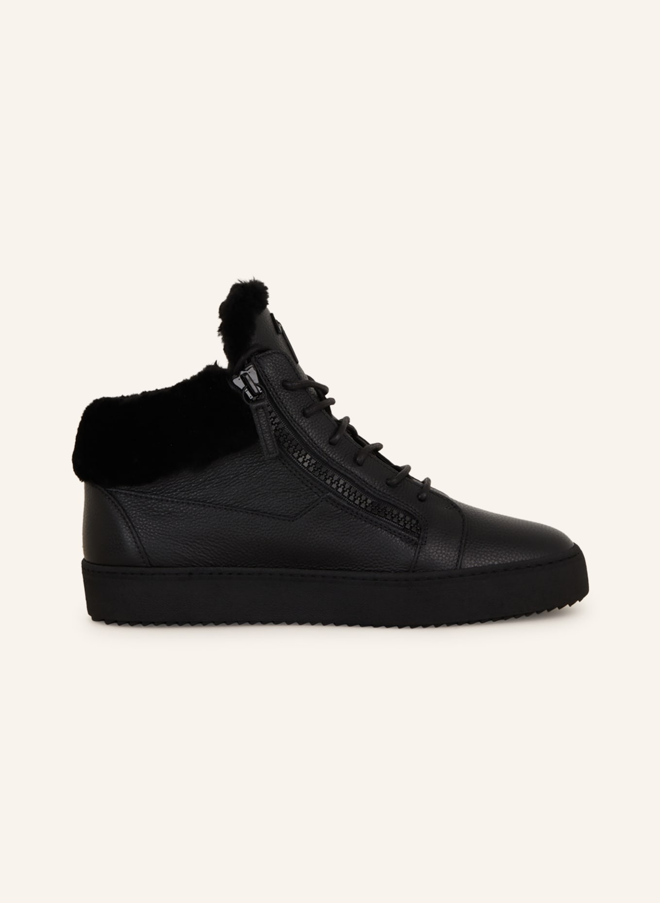 GIUSEPPE ZANOTTI DESIGN High-top sneakers KRISS with real fur, Color: BLACK (Image 5)
