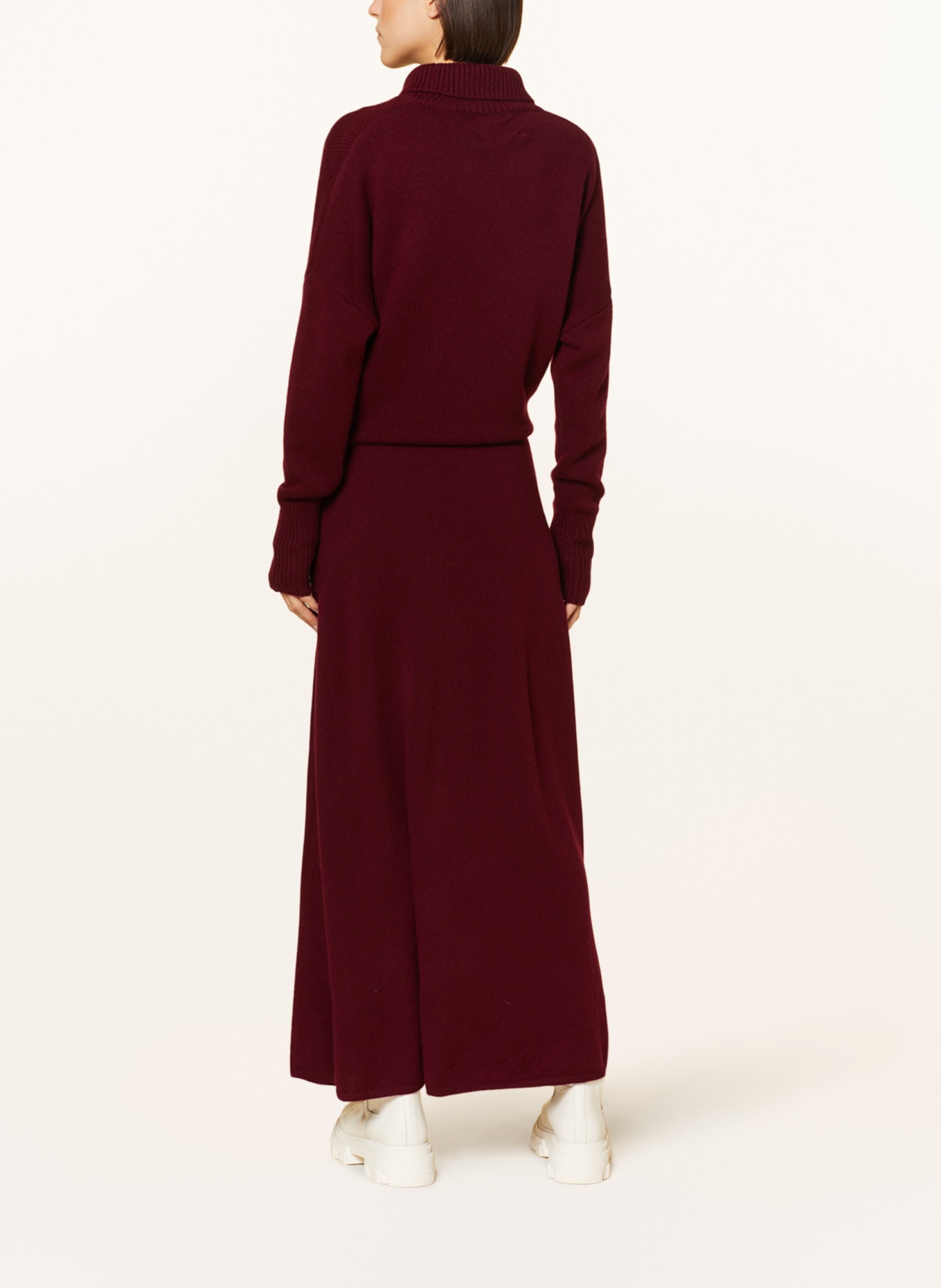 LISA YANG Úpletová sukně DOLLY z kašmíru, Barva: TMAVĚ ČERVENÁ (Obrázek 3)