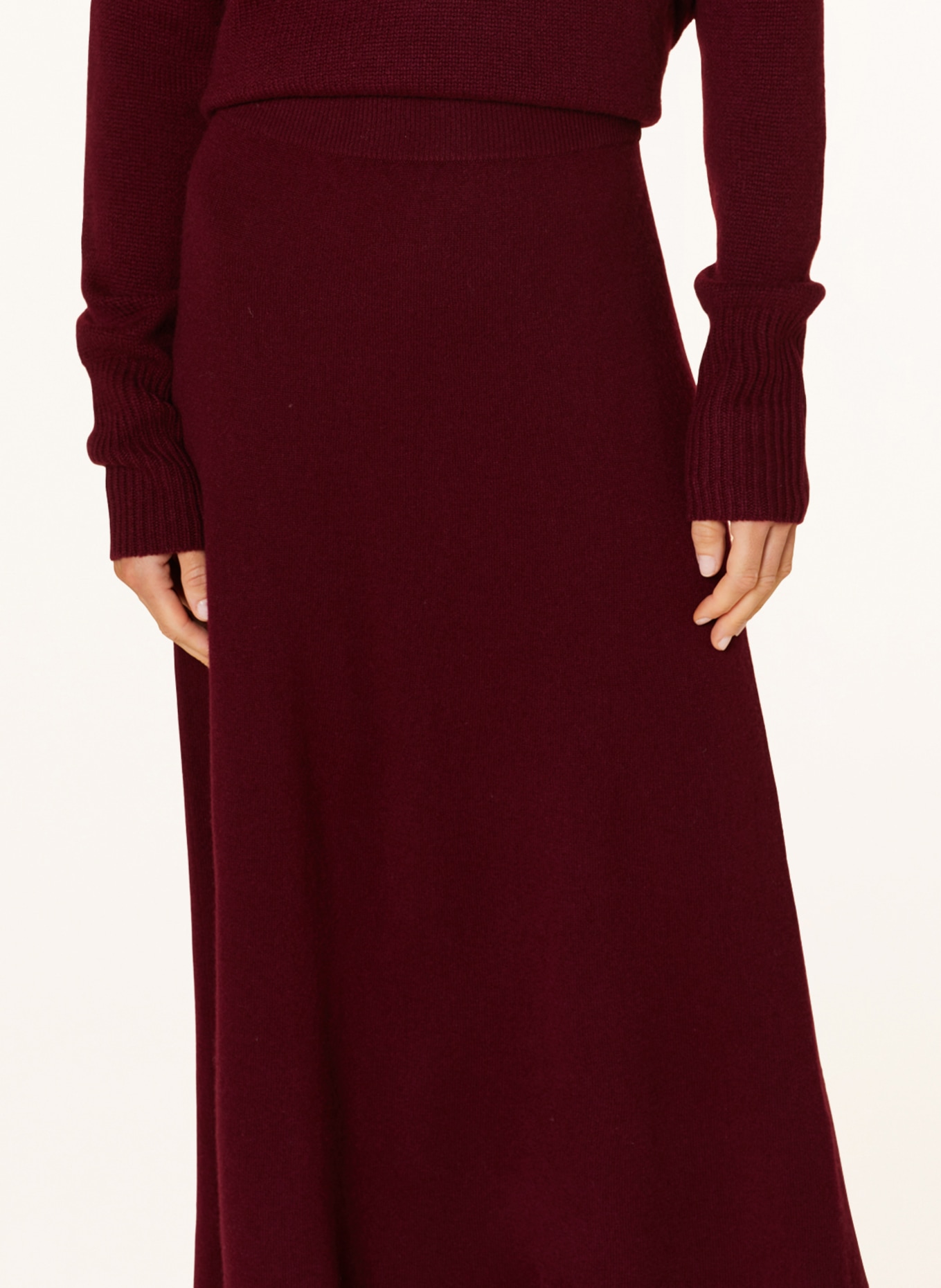 LISA YANG Úpletová sukně DOLLY z kašmíru, Barva: TMAVĚ ČERVENÁ (Obrázek 4)