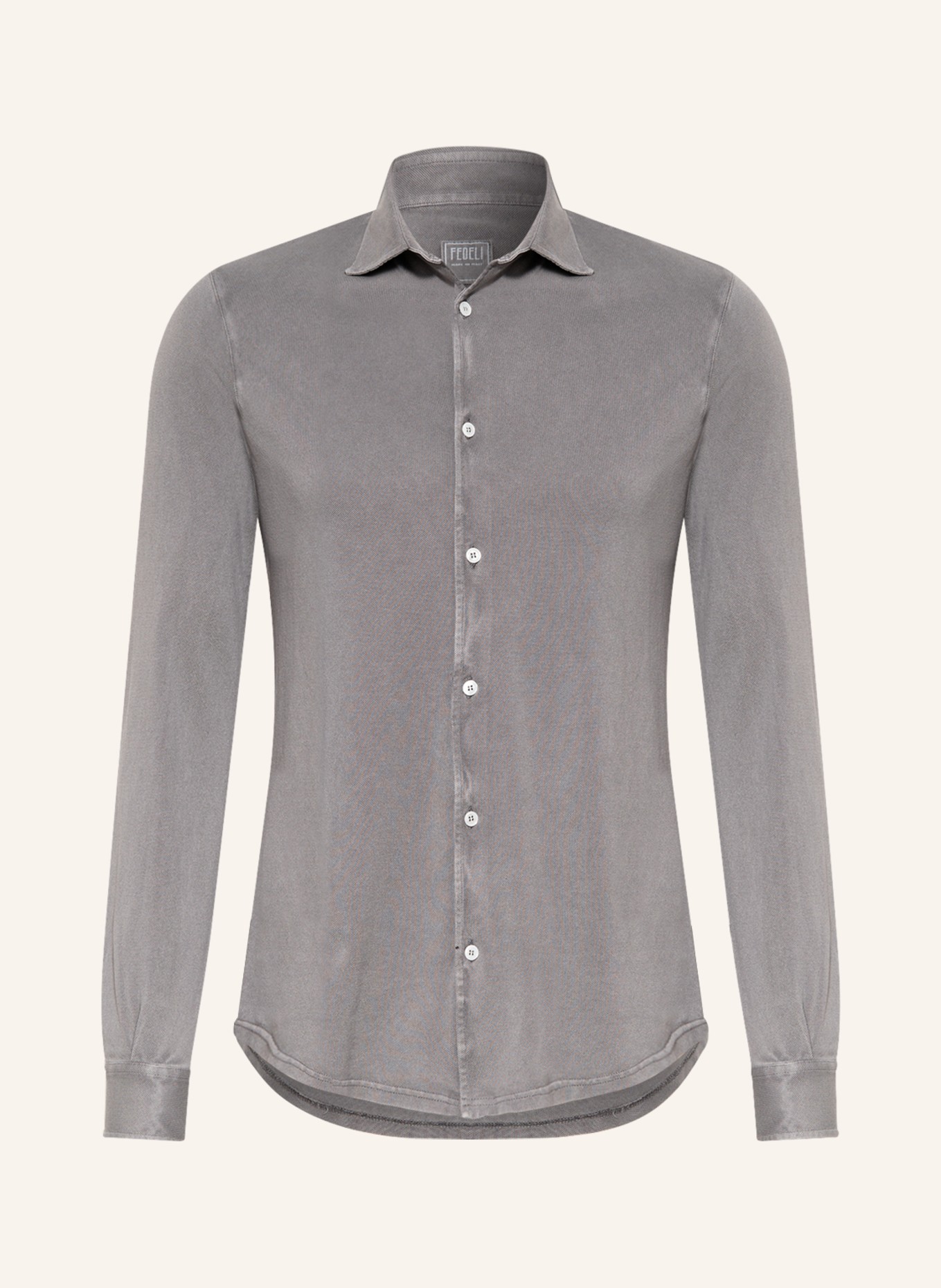 FEDELI Piqué-Hemd Slim Fit, Farbe: TAUPE (Bild 1)