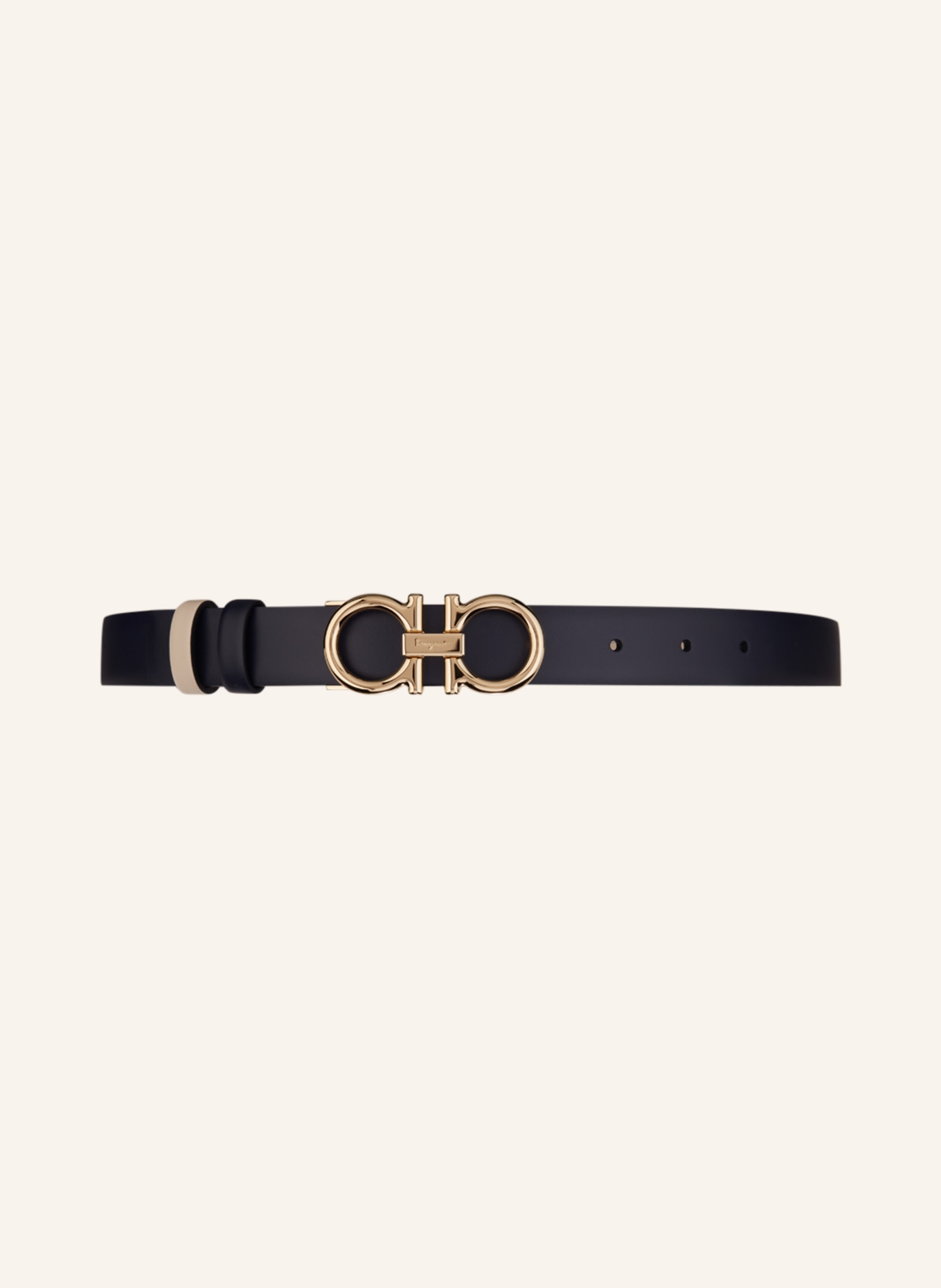 FERRAGAMO Reversible leather belt GANCINI CRYSTAL, Color: GRAY/ BLACK (Image 3)