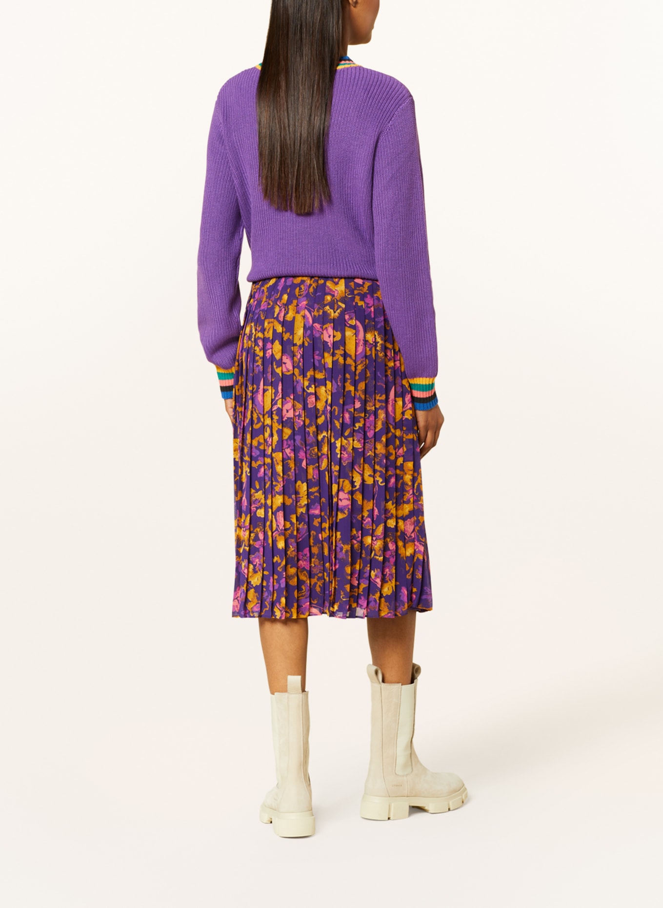 ICHI Pleated skirt IHILLY, Color: 202168 purple multi flower AOP (Image 3)