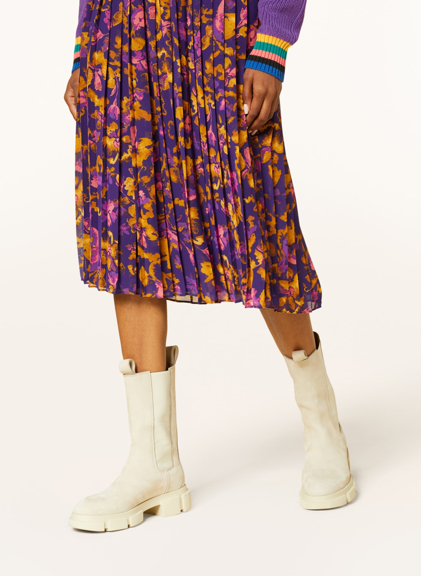 ICHI Pleated skirt IHILLY, Color: 202168 purple multi flower AOP (Image 4)