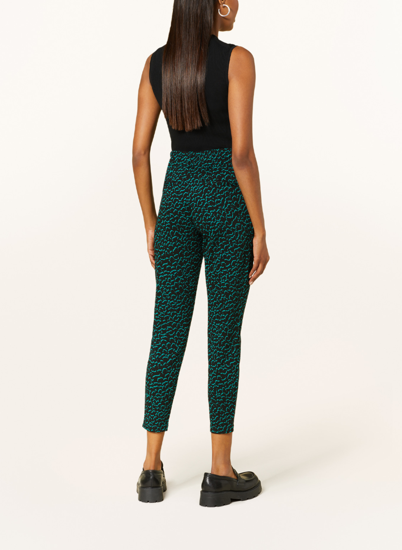 ICHI Jersey pants IHKATE with glitter thread, Color: BLACK/ GREEN (Image 3)