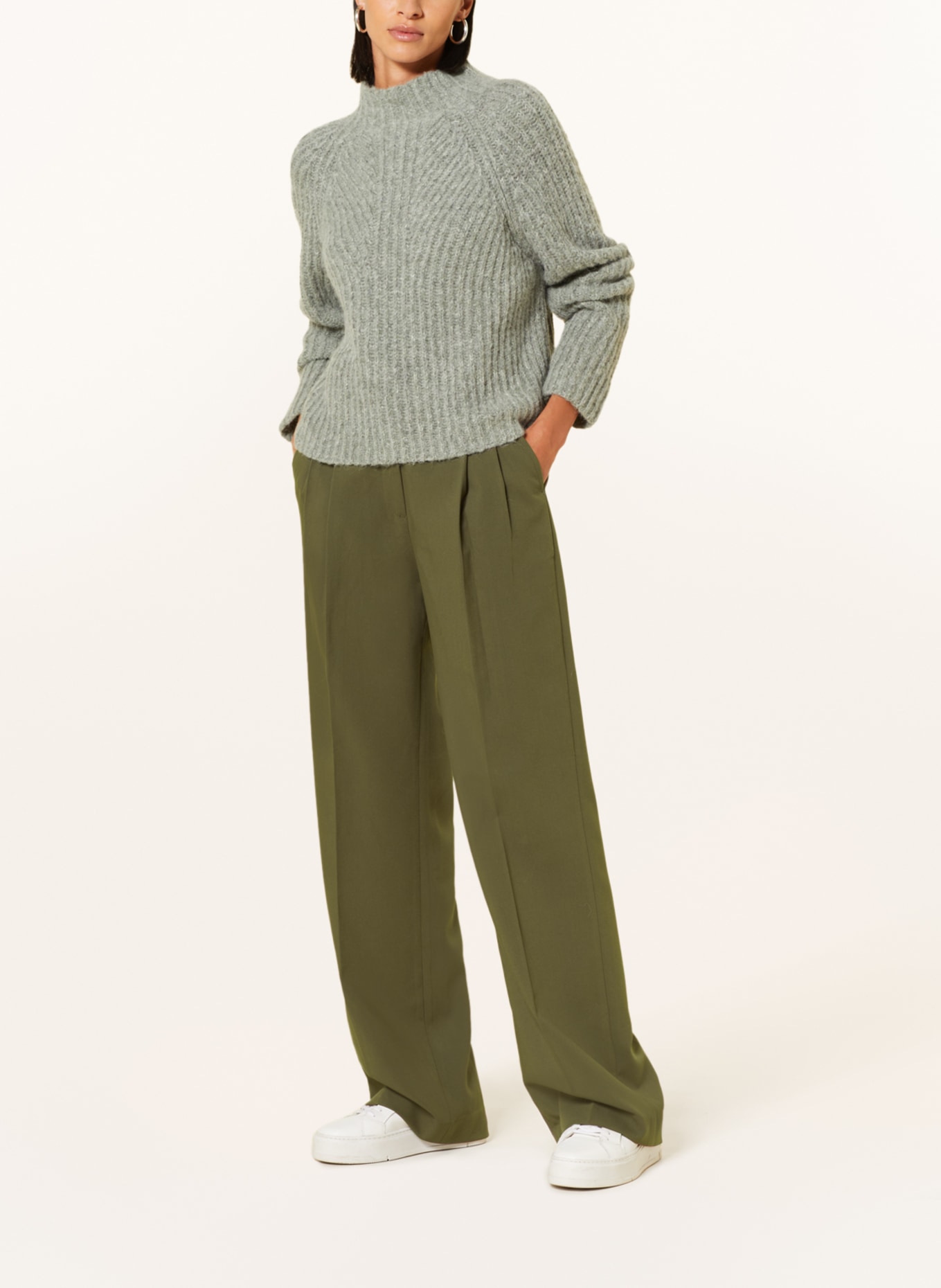 MRS & HUGS Wide leg trousers, Color: KHAKI (Image 2)
