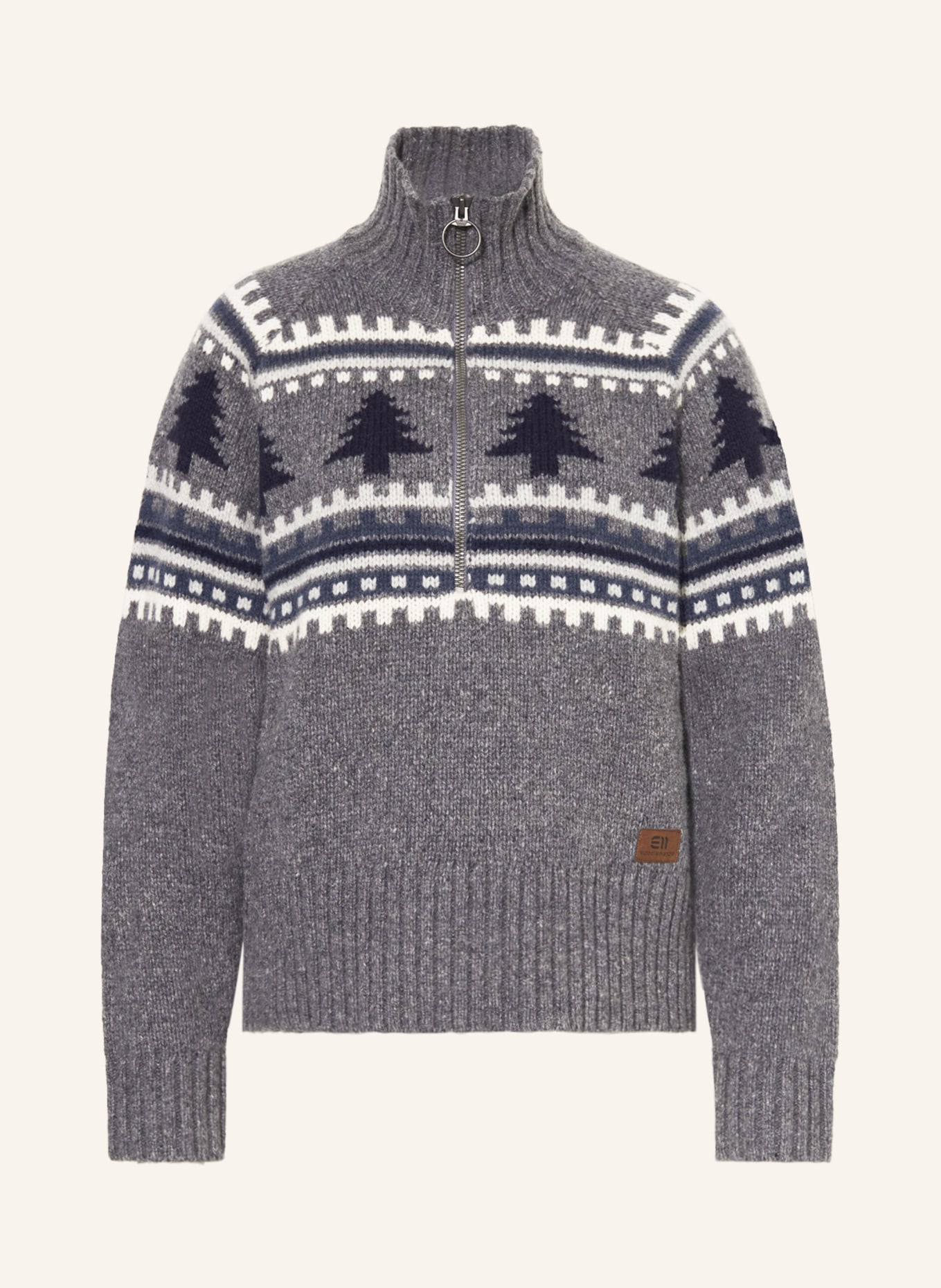 state of elevenate Half-zip sweater DAVOS, Color: GRAY/ WHITE/ BLACK (Image 1)