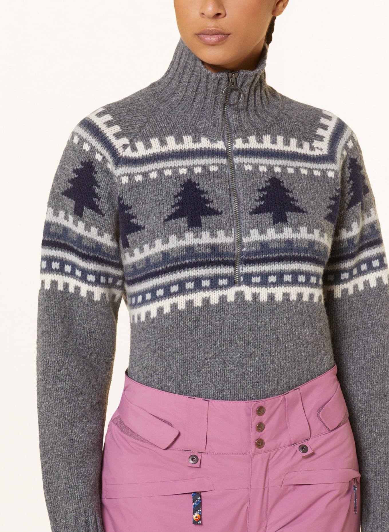 state of elevenate Half-zip sweater DAVOS, Color: GRAY/ WHITE/ BLACK (Image 4)