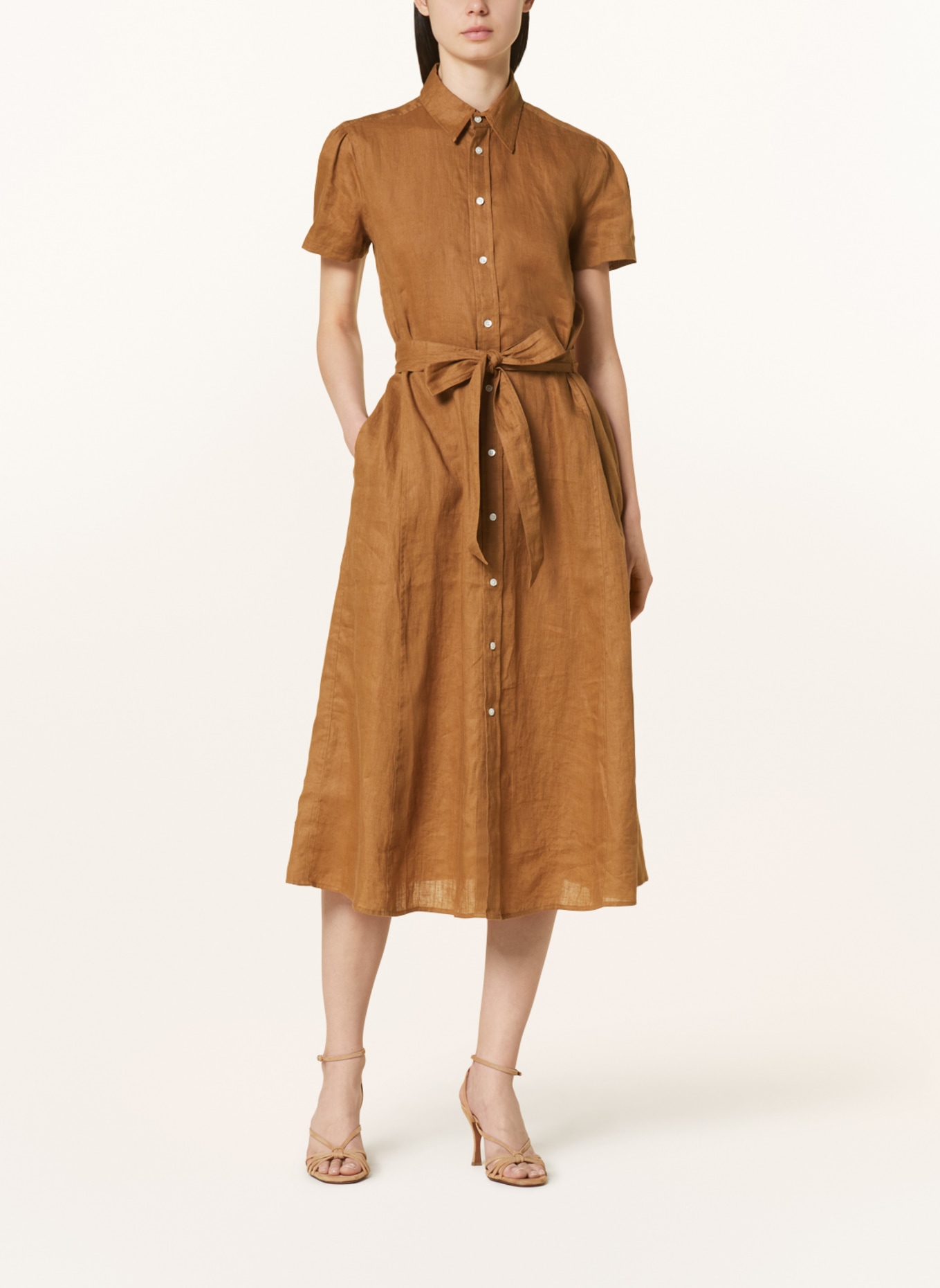 POLO RALPH LAUREN Hemdblusenkleid aus Leinen, Farbe: BRAUN (Bild 2)